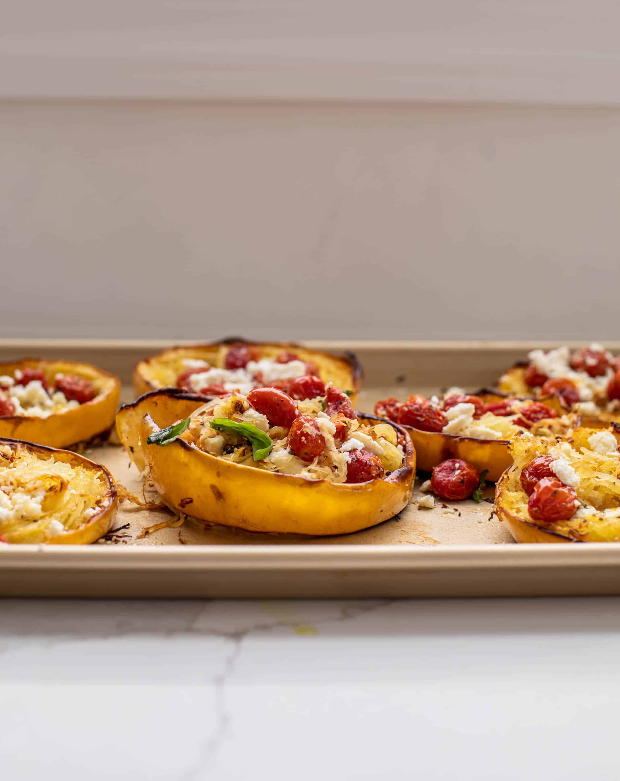 roasted tomato feta spaghetti squash