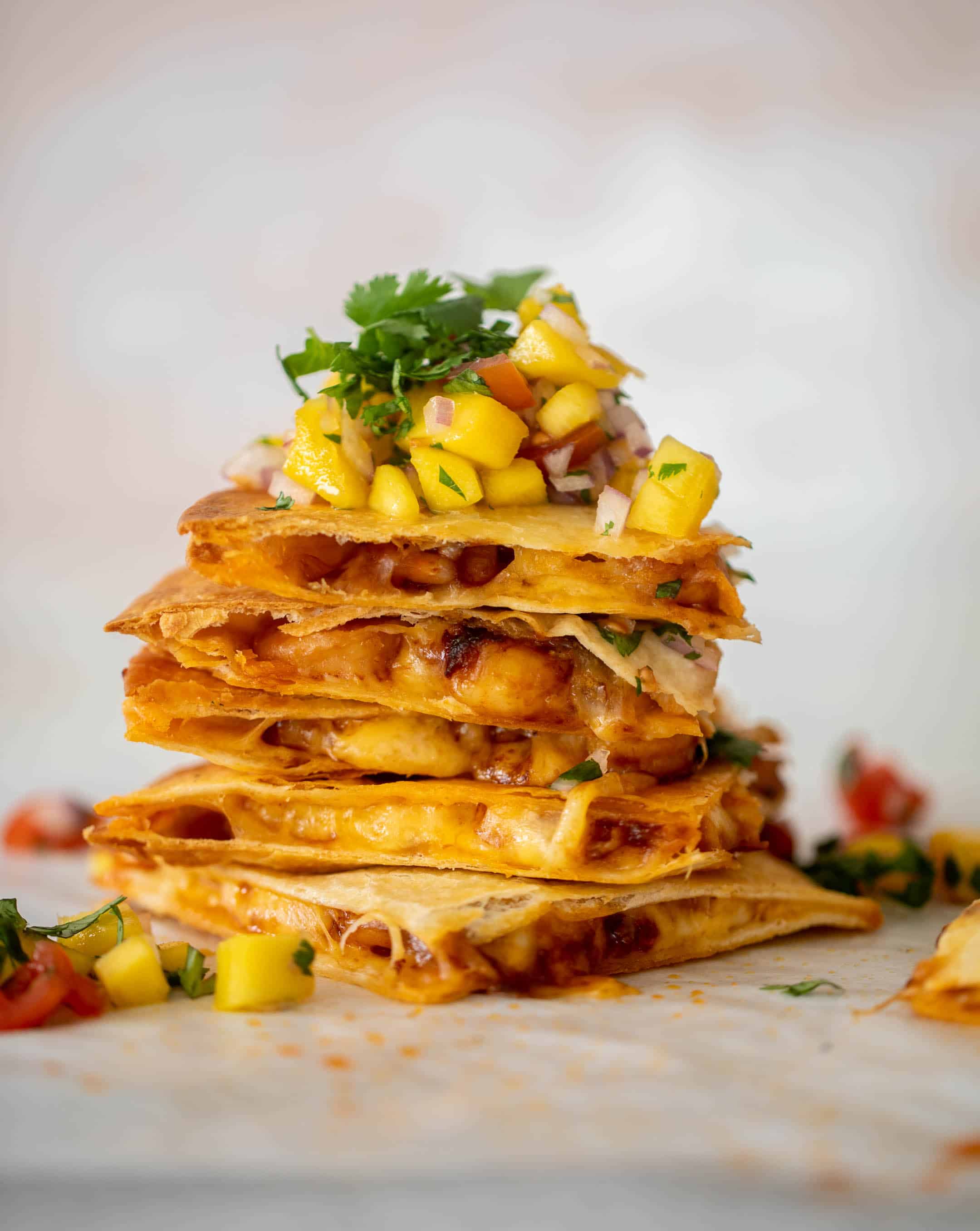 crispy hot honey shrimp quesadilla