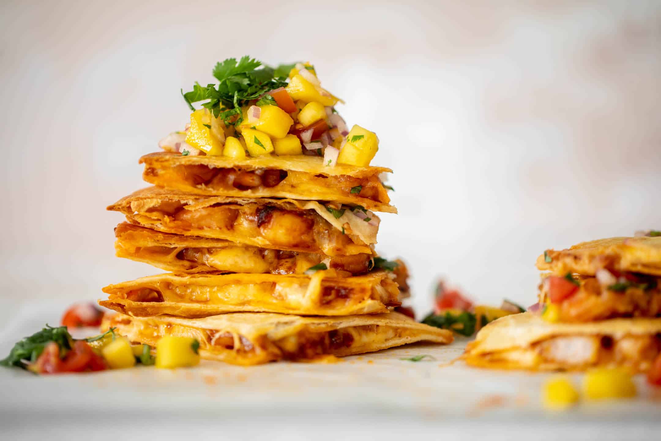 crispy hot honey shrimp quesadilla