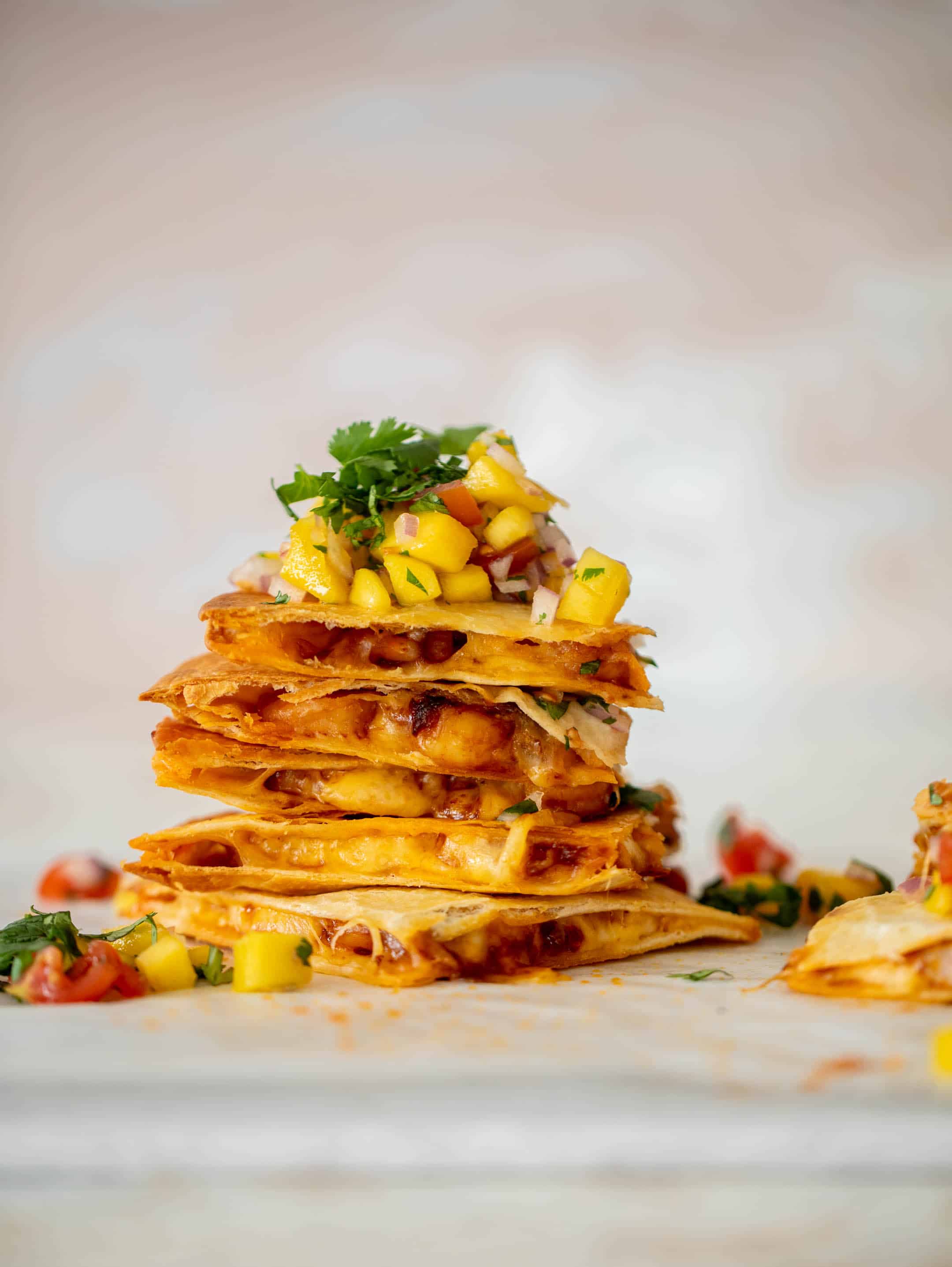 crispy hot honey shrimp quesadilla