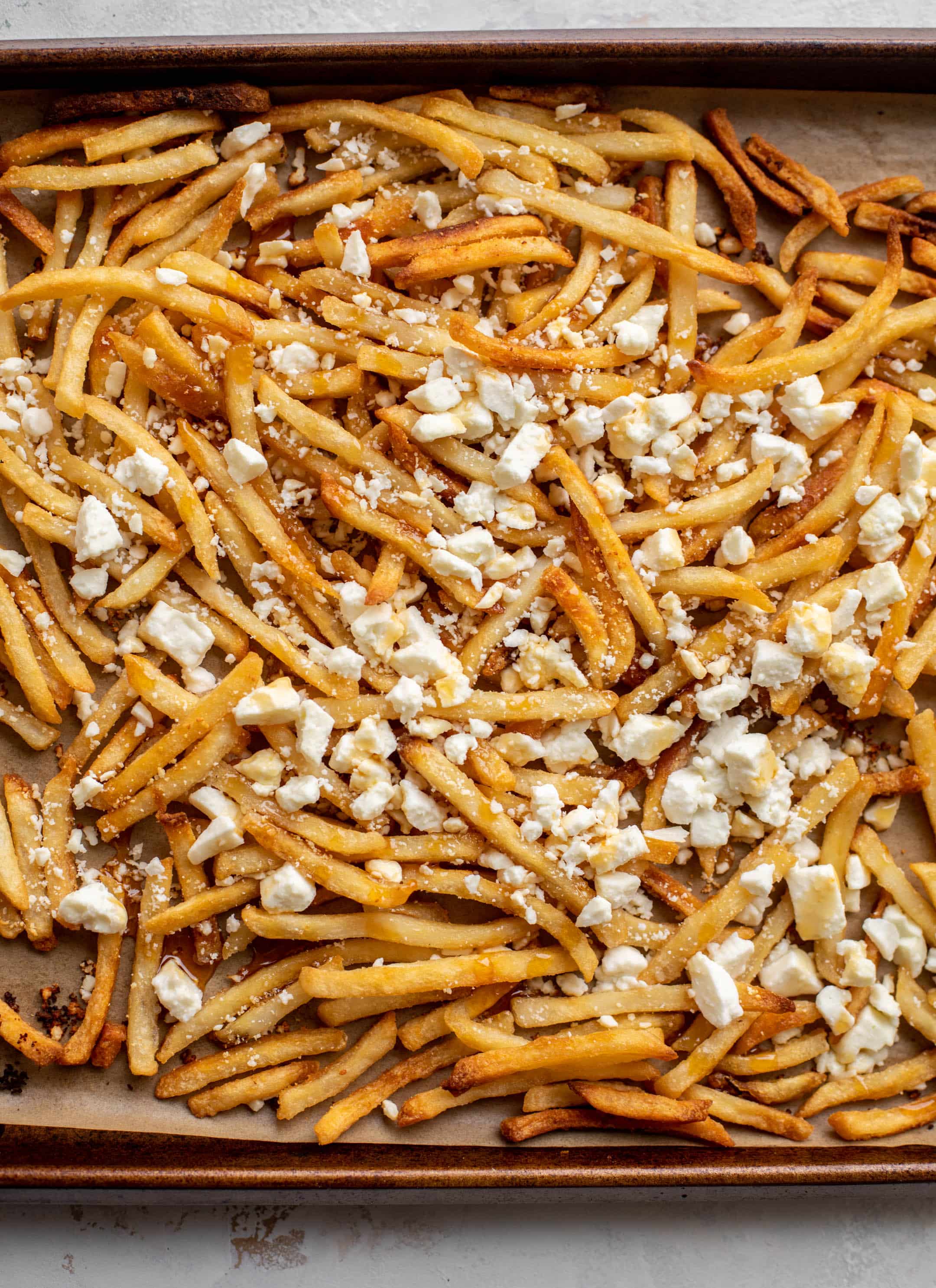 hot honey feta fries