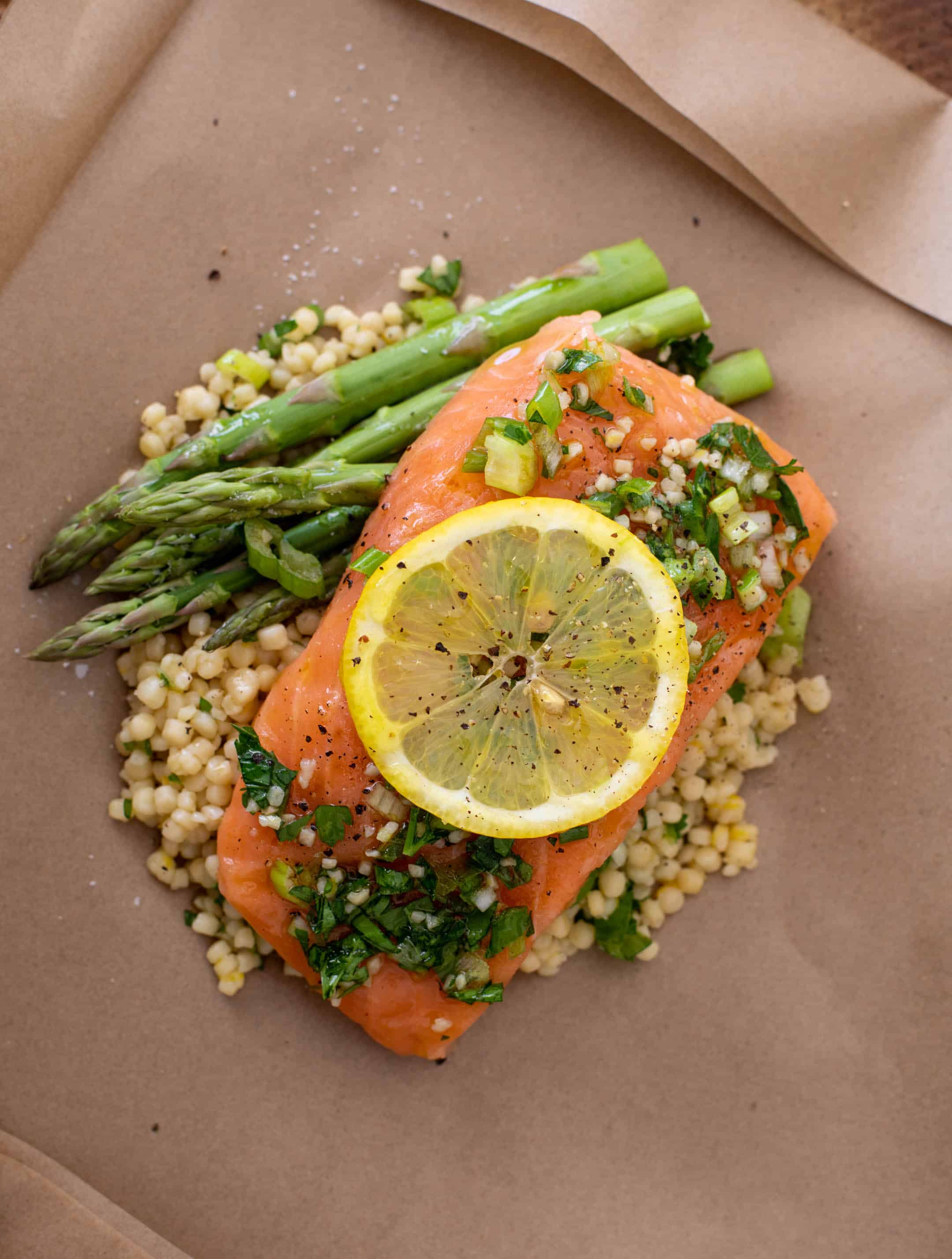 salmon parchment packets with couscous