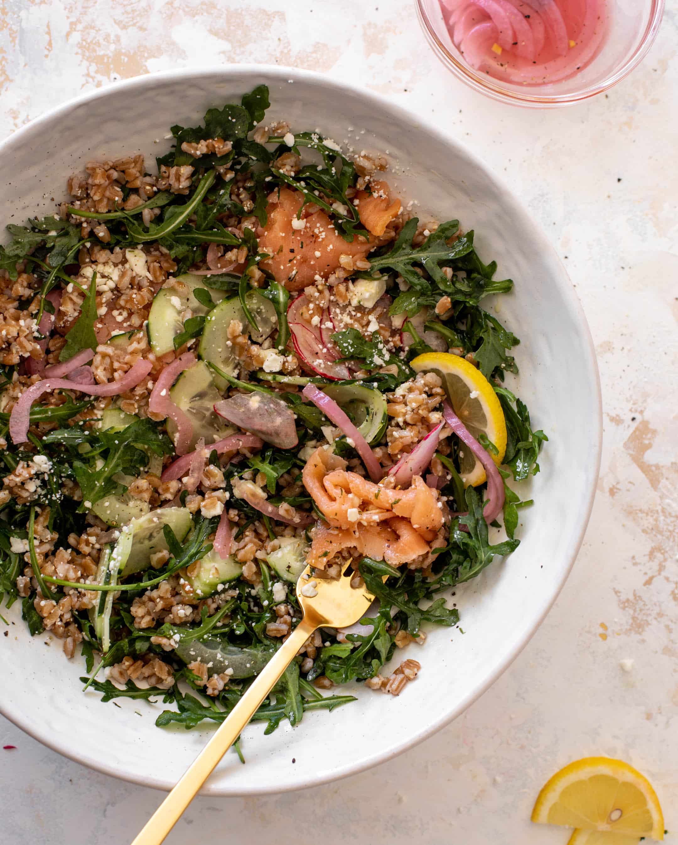 smoked salmon farro salad