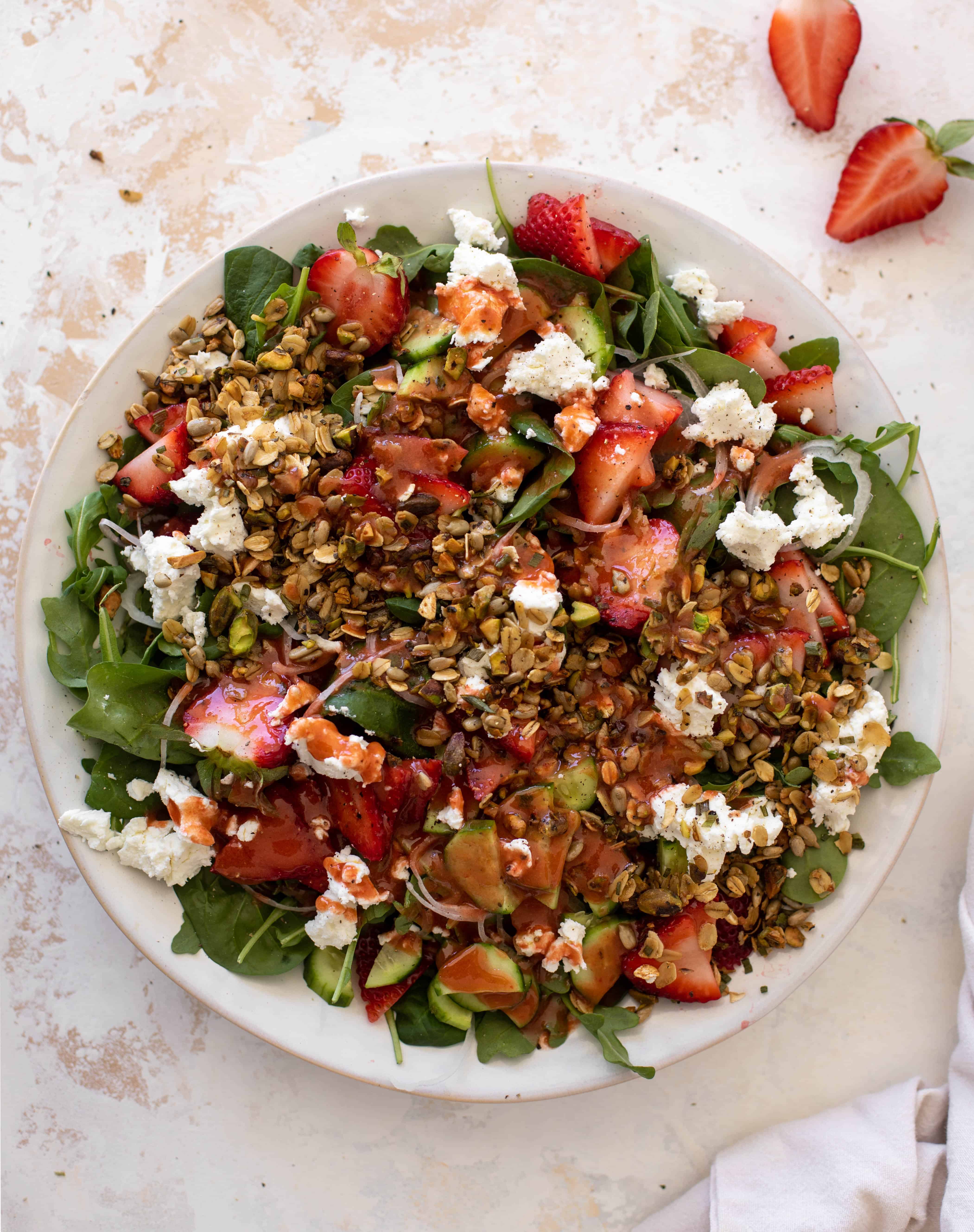 Strawberry Cucumber Salad with Savory Granola