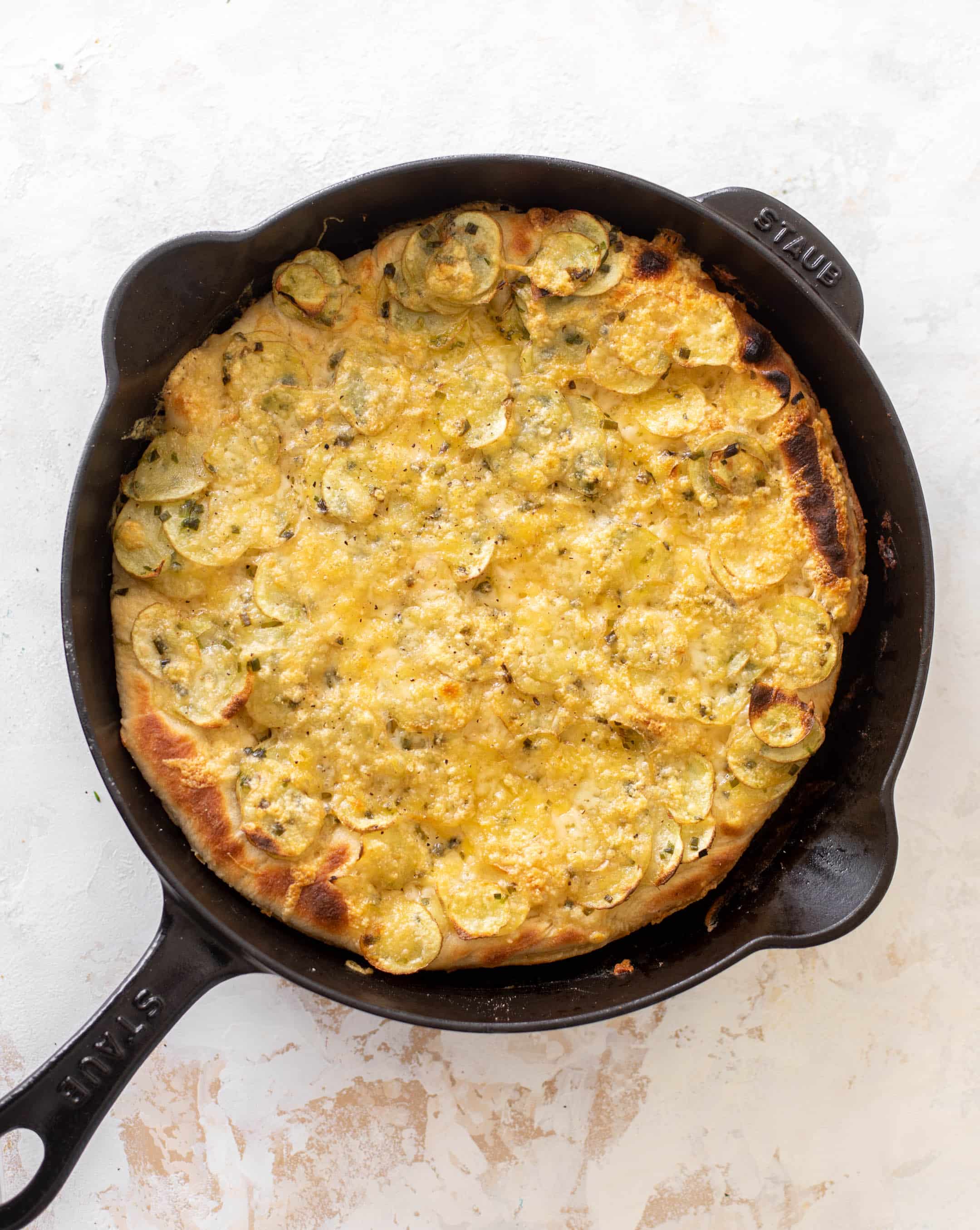 crispy potato & gruyere pizza