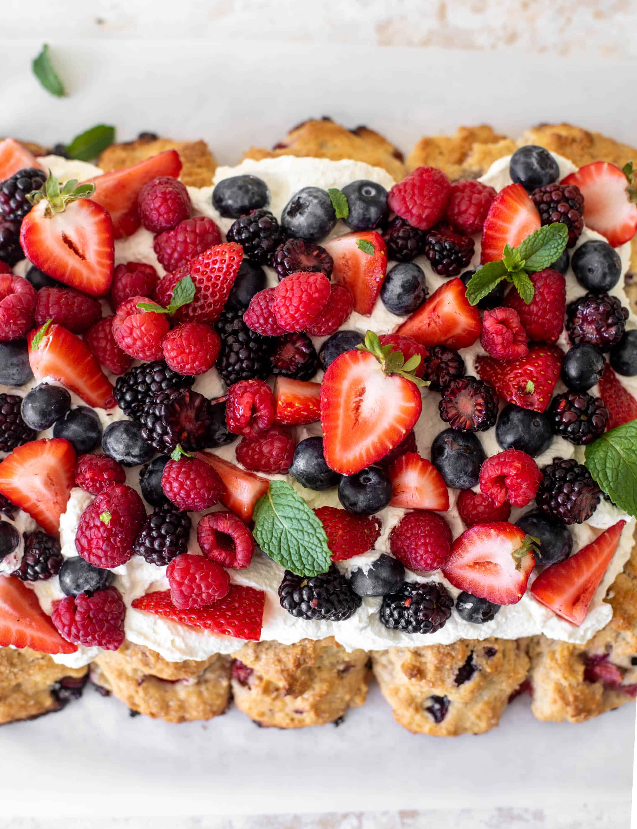 red white and blue sheet pan short cake