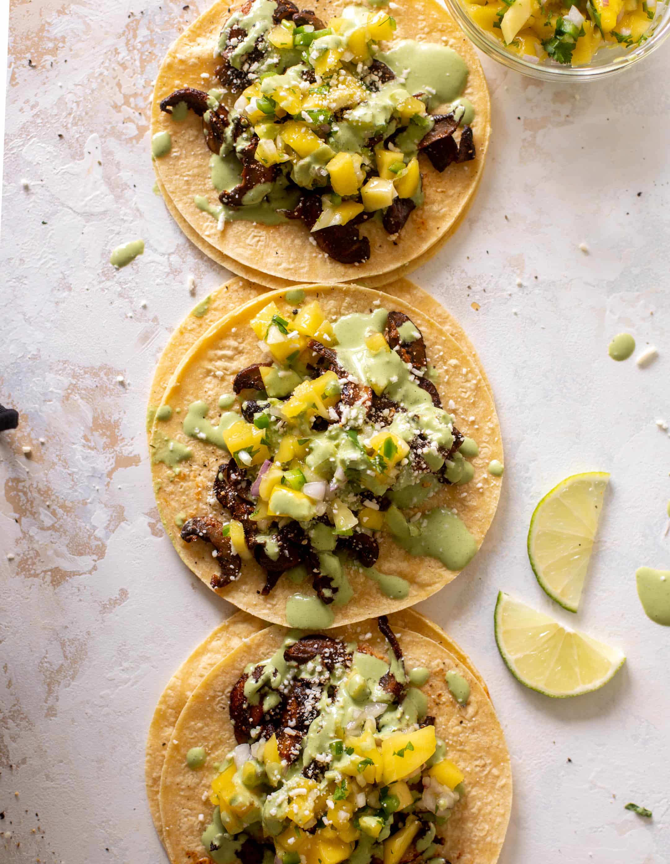 summer shiitake tacos