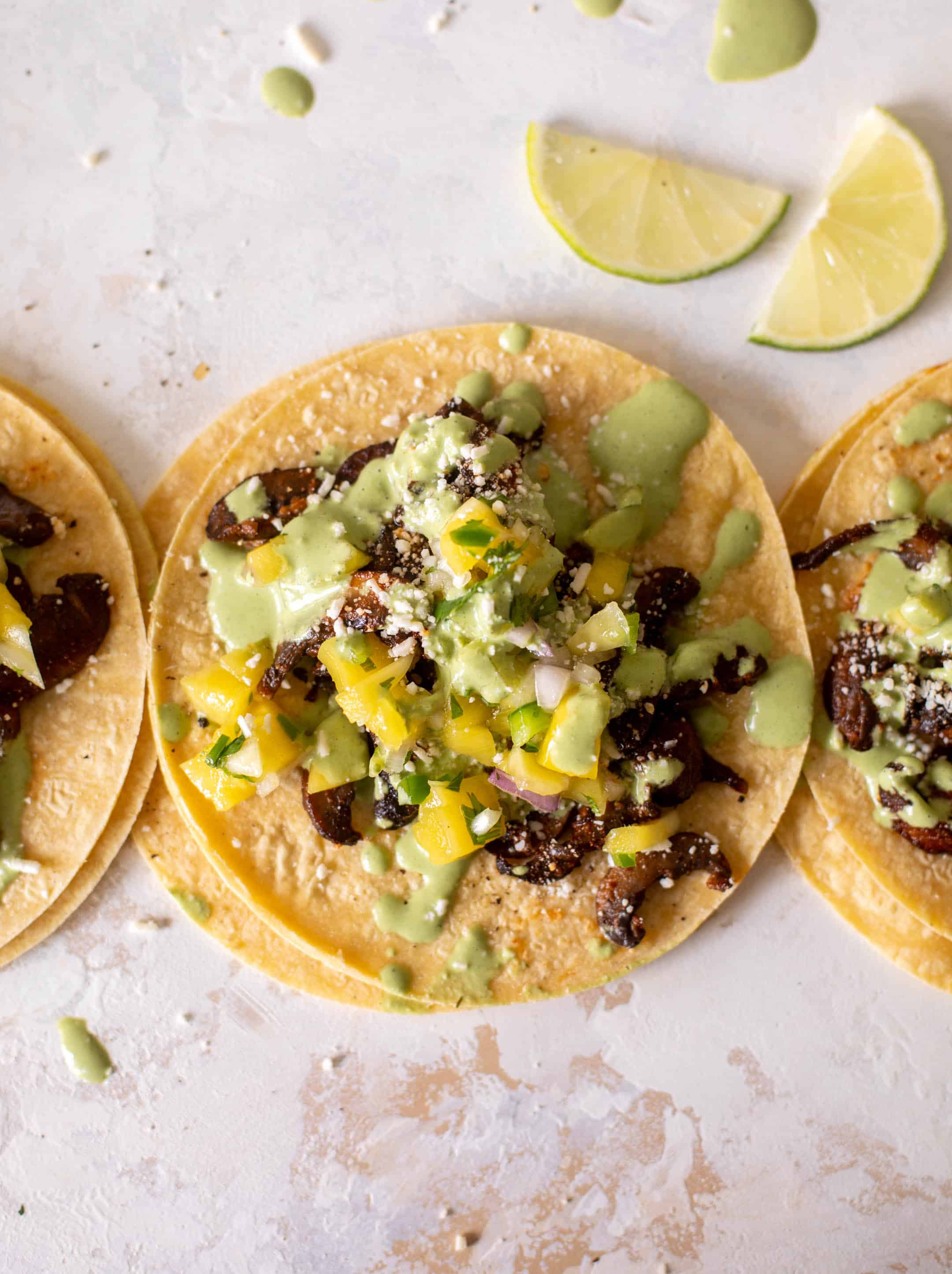 summer shiitake tacos