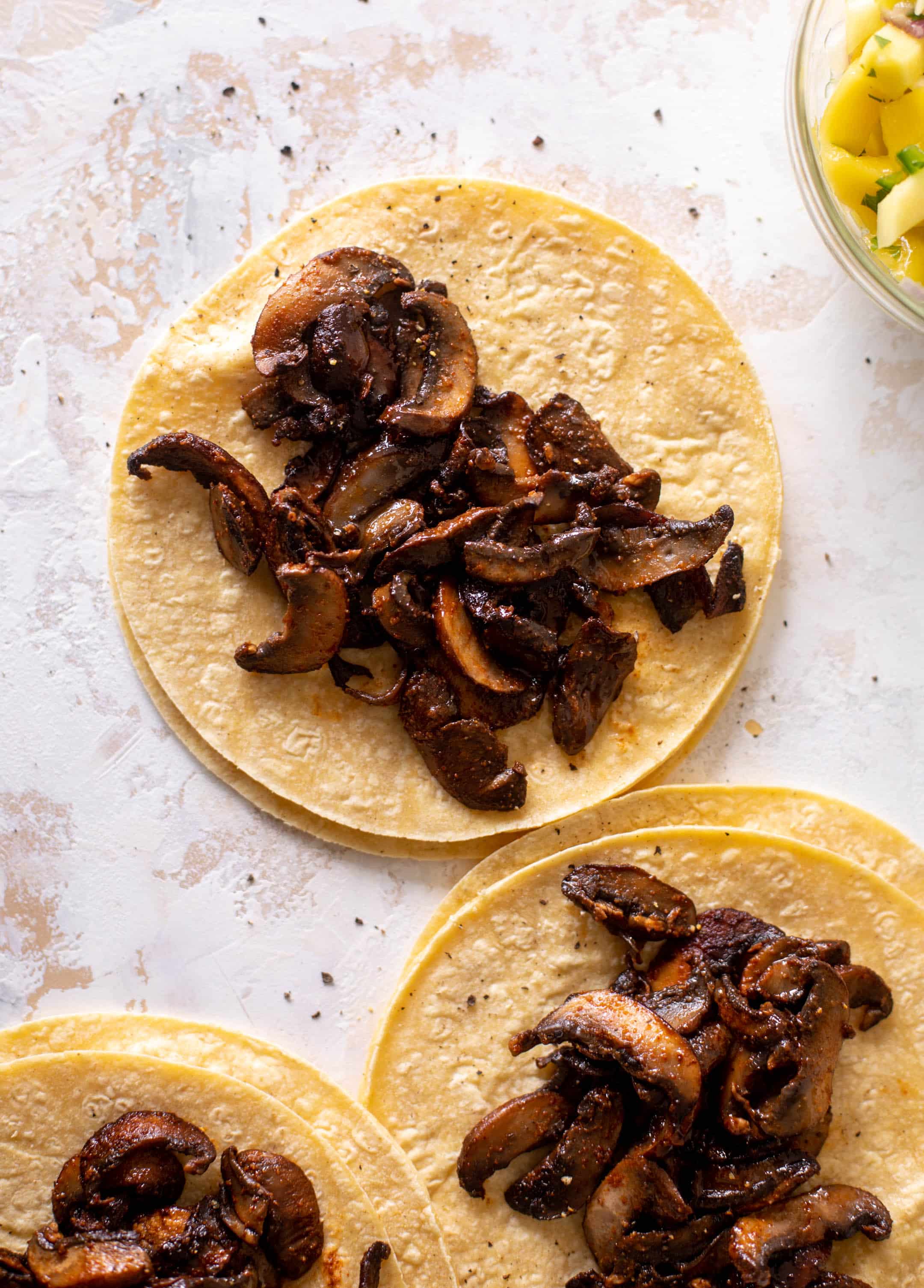 summer shiitake tacos