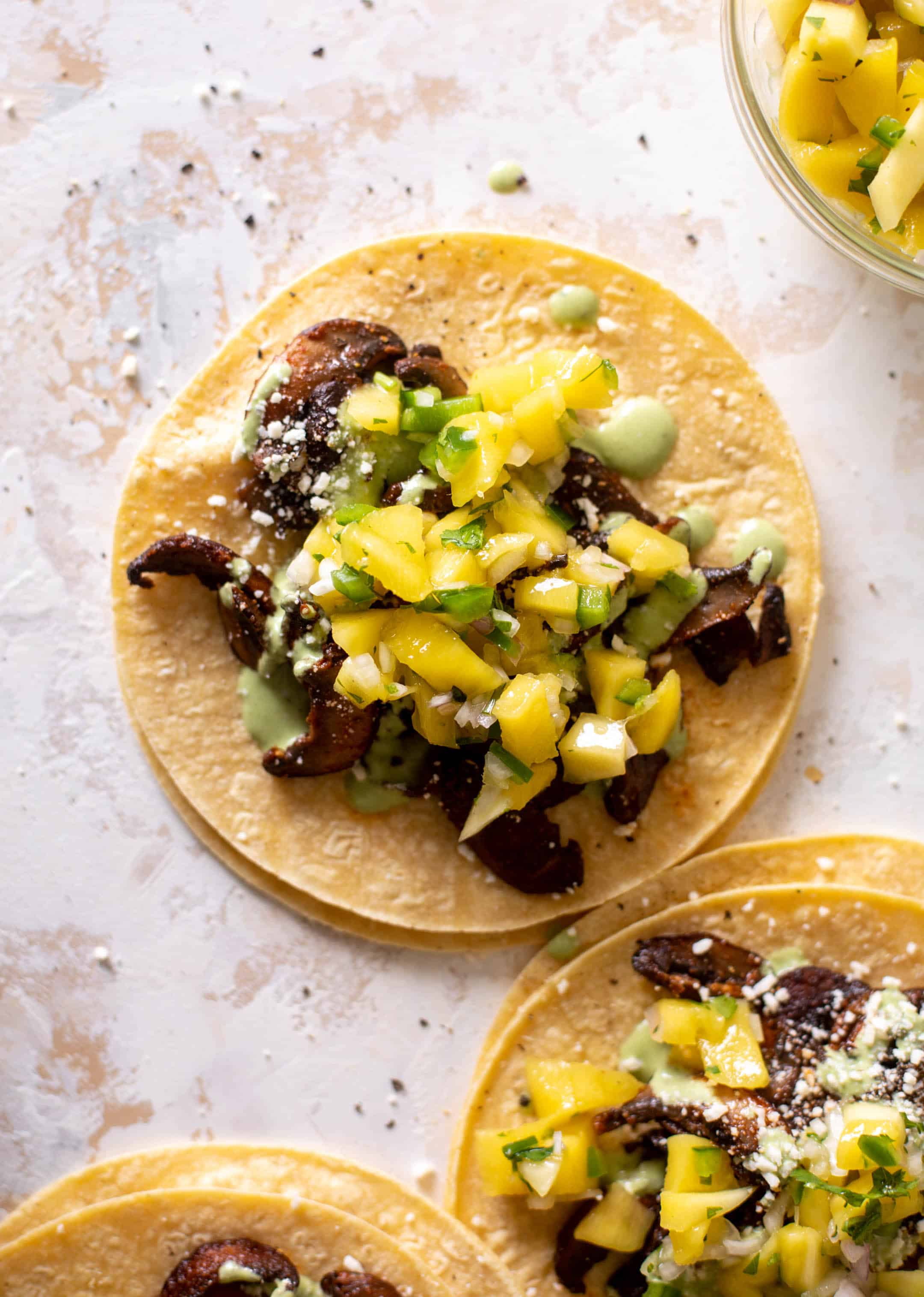 summer shiitake tacos