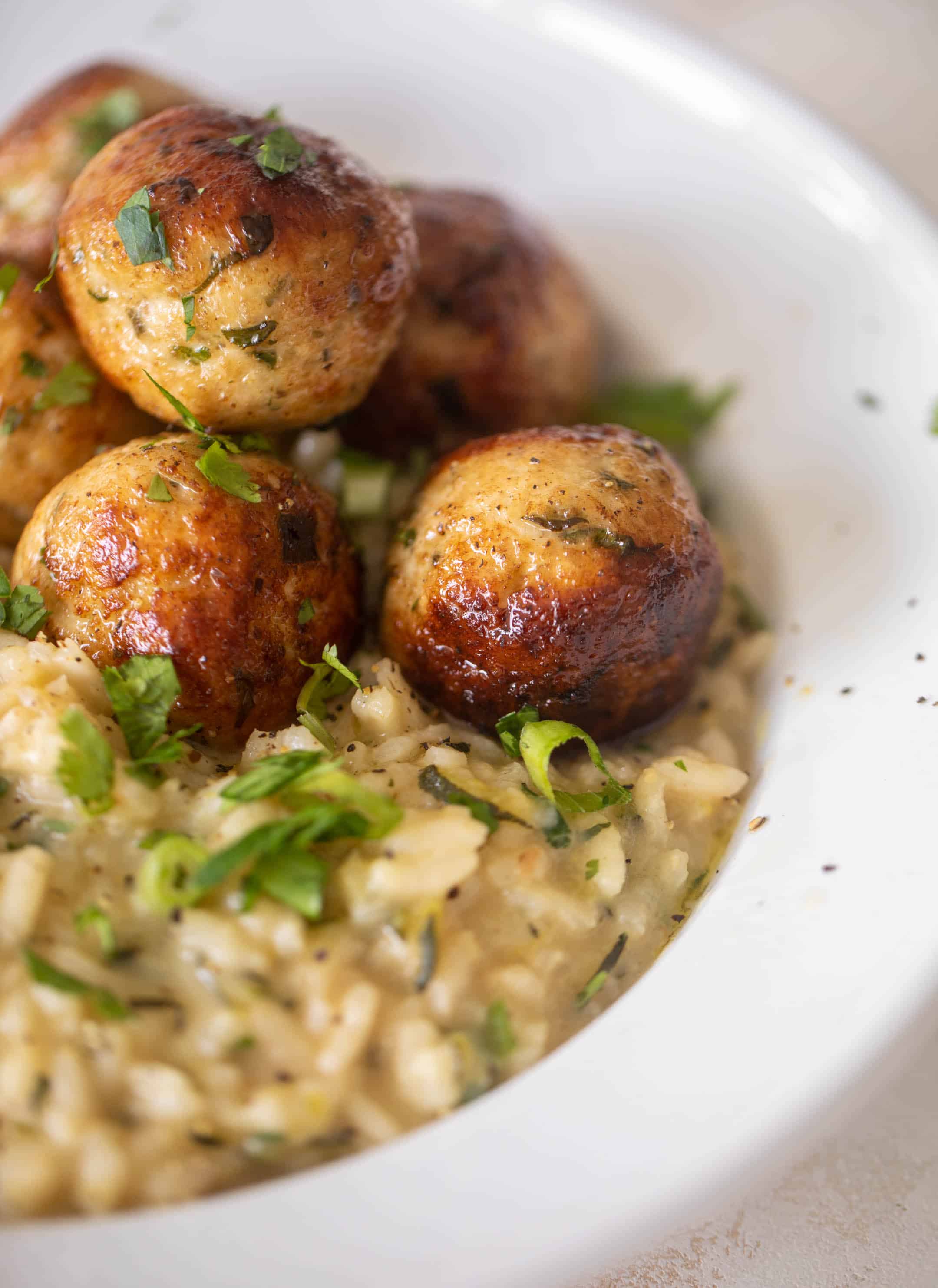 chicken meatballs with zucchini risotto