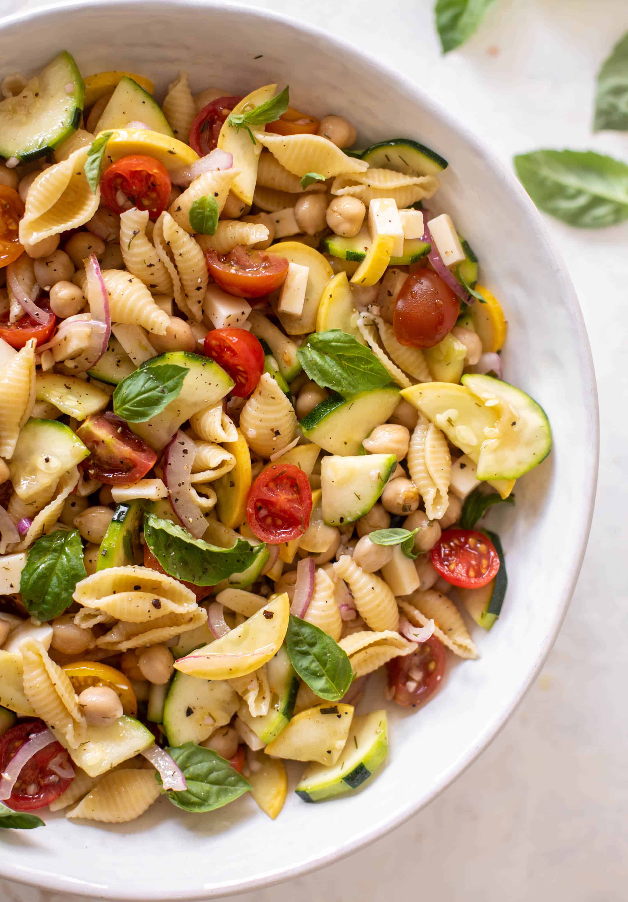summer chickpea pasta salad