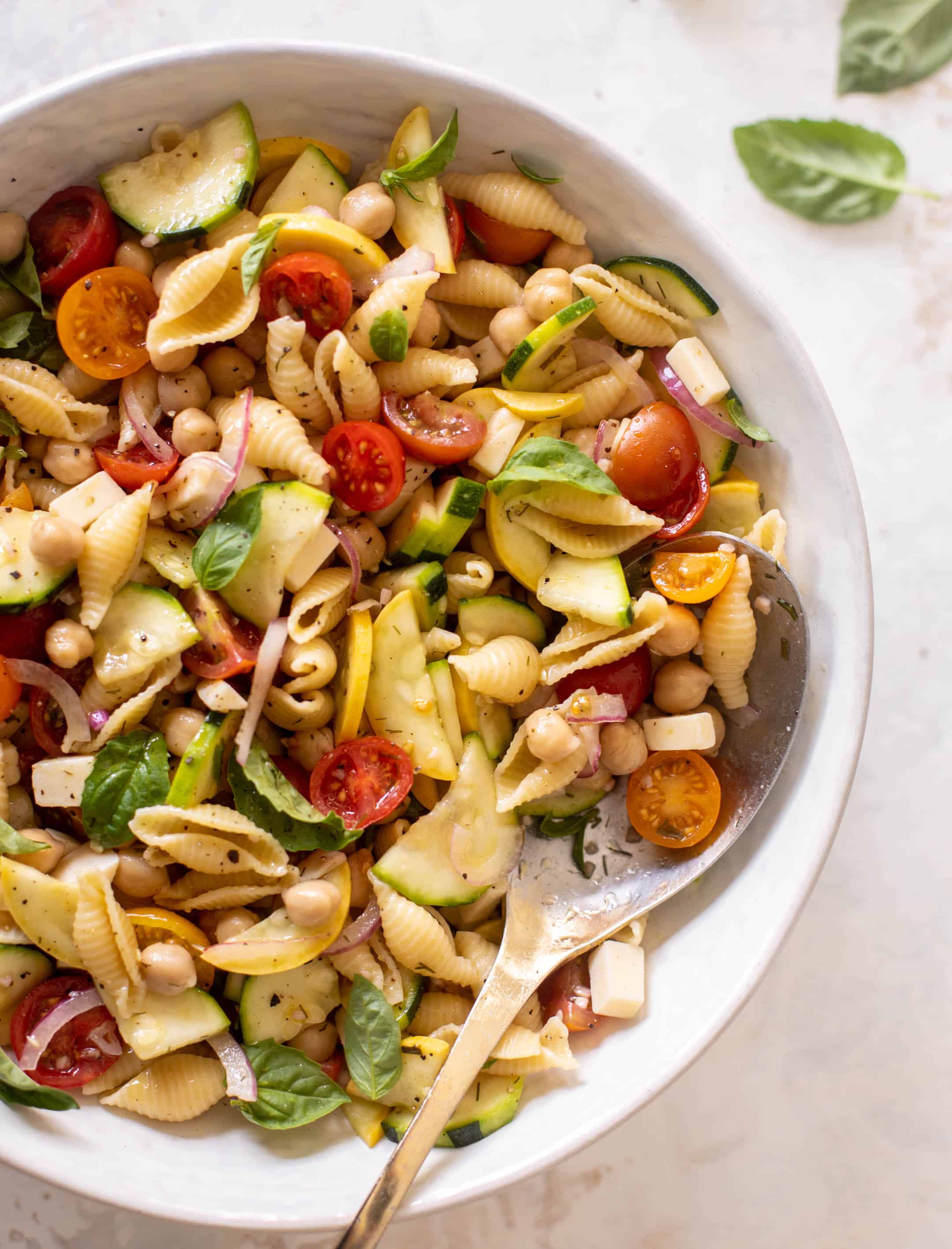 summer chickpea pasta salad