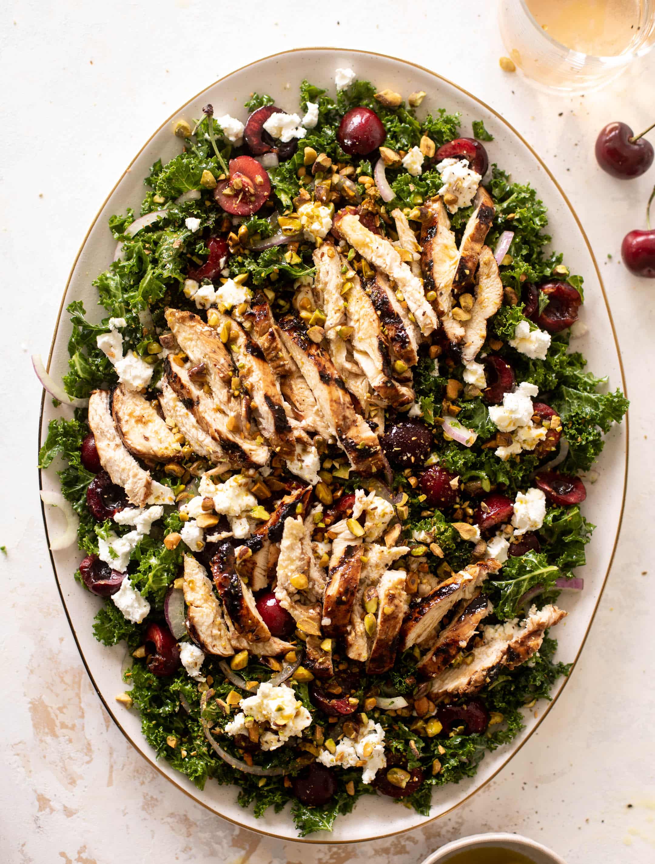 grilled chicken cherry kale salad