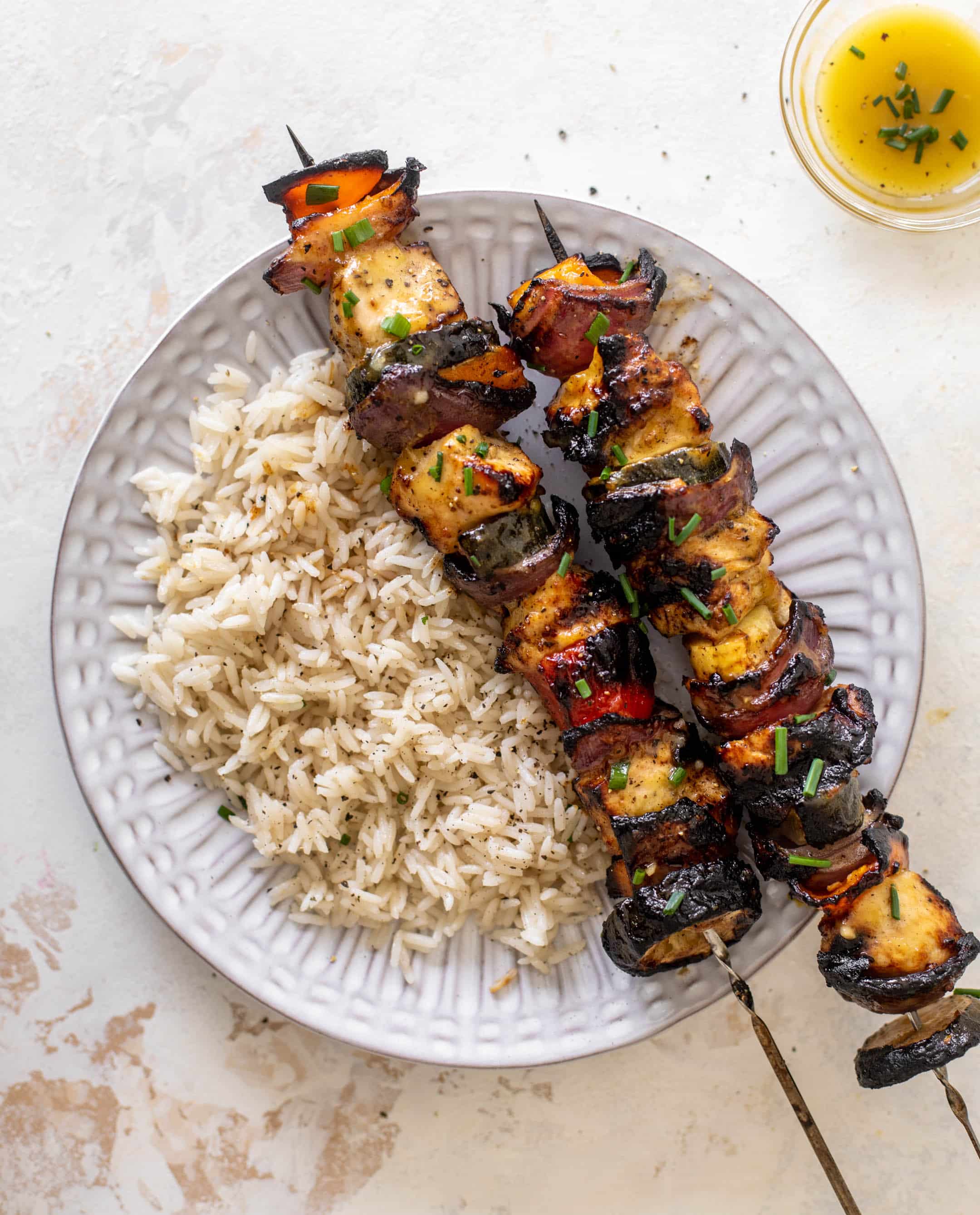 grilled honey mustard chicken skewers