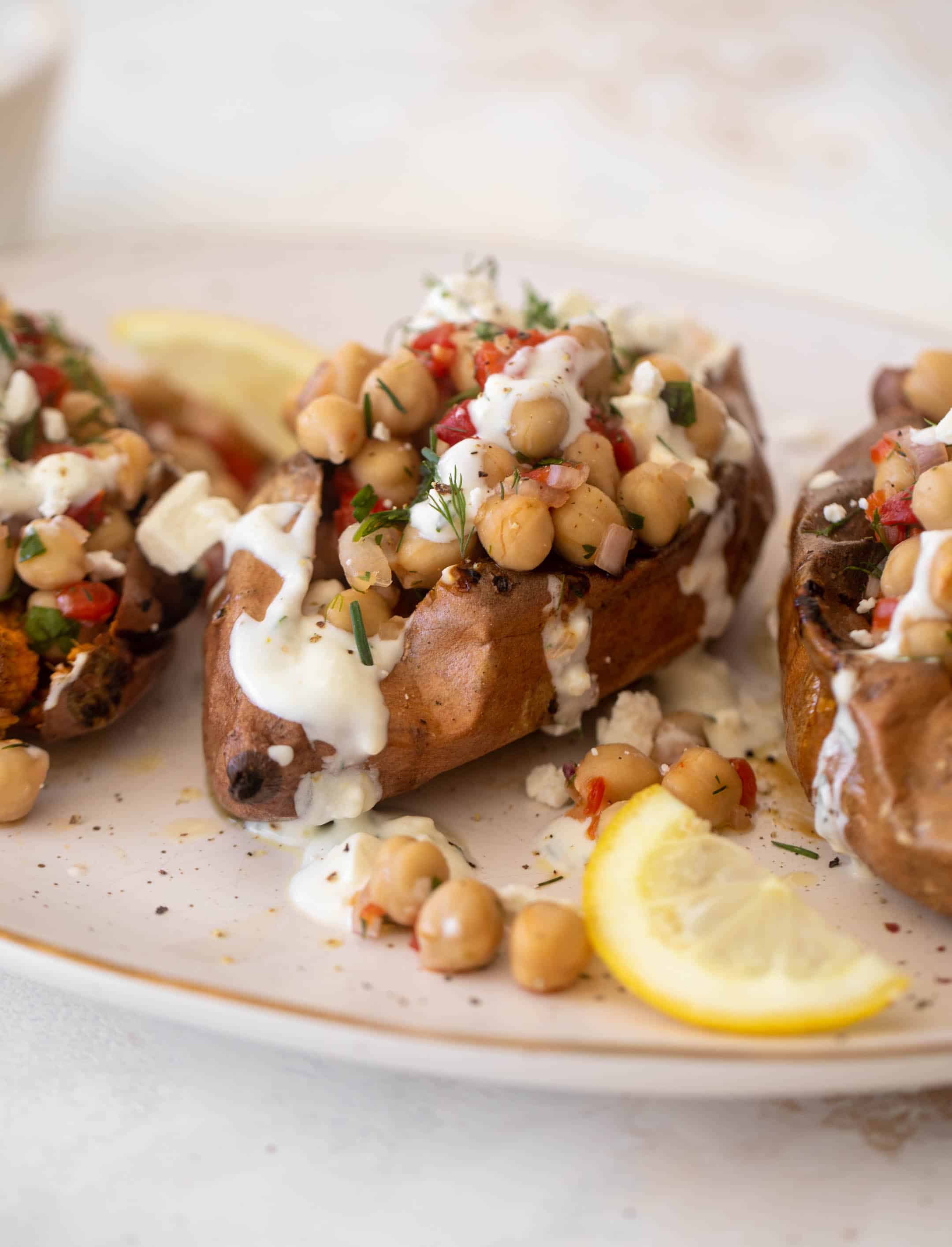 mediterranean stuffed sweet potatoes