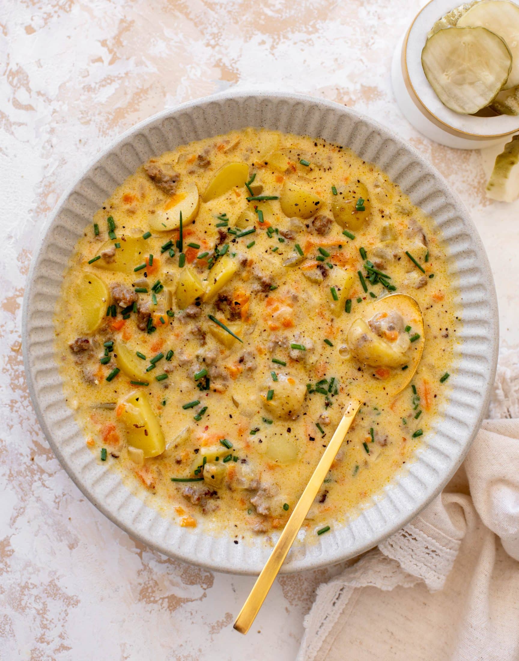 our favorite cheeseburger soup