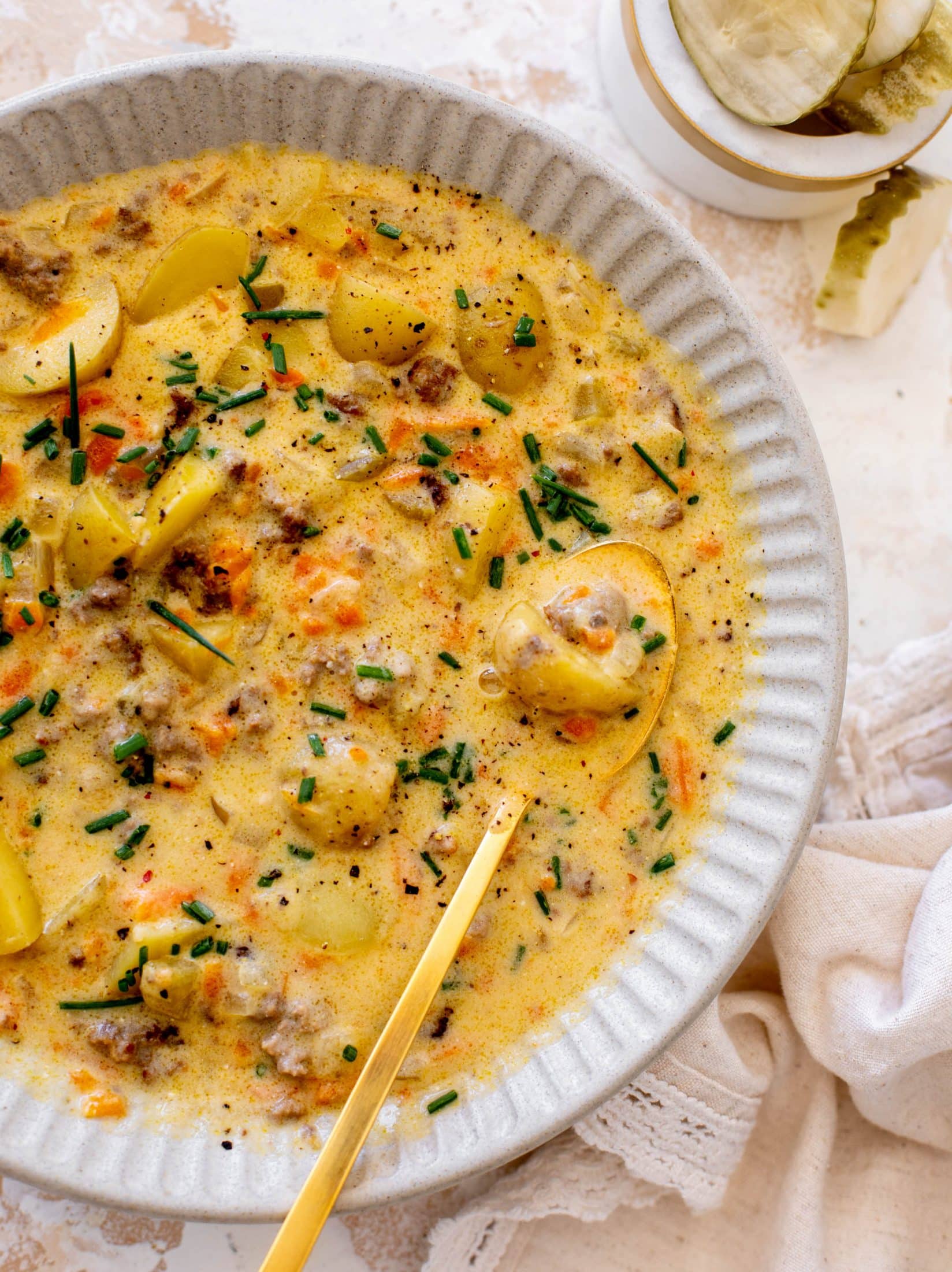 our favorite cheeseburger soup