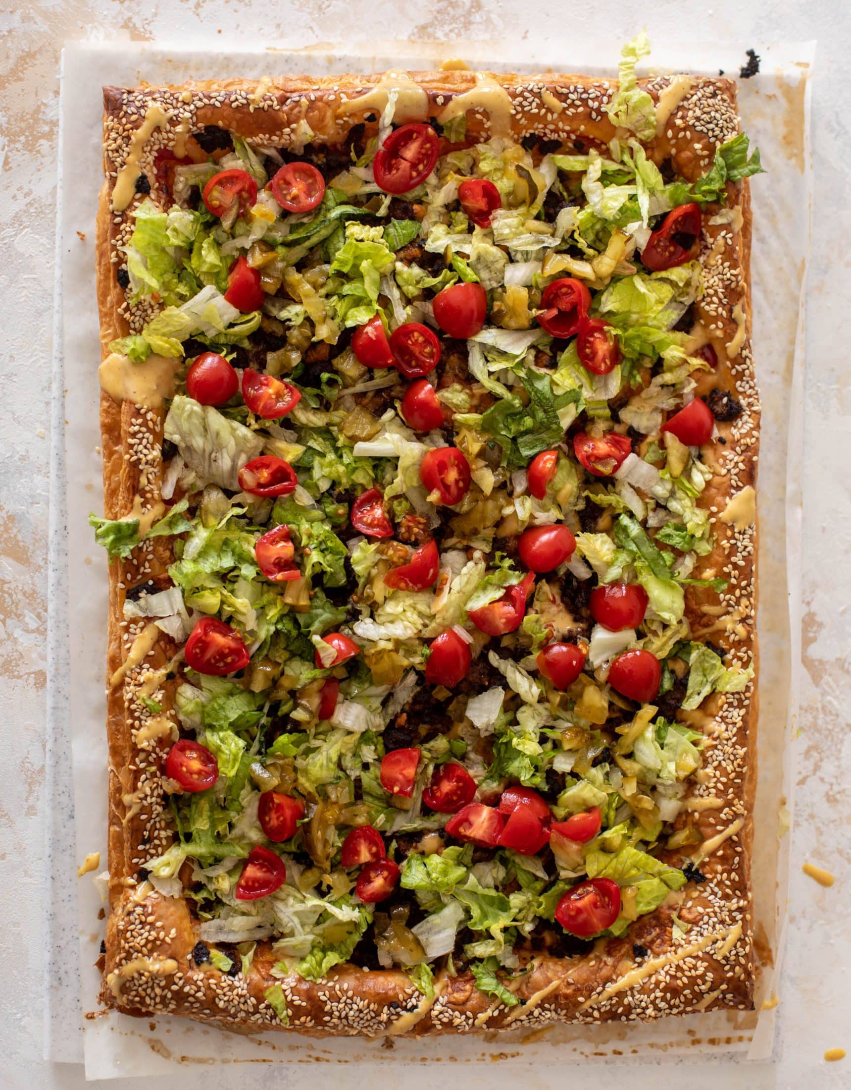 cheeseburger puff pastry pizza