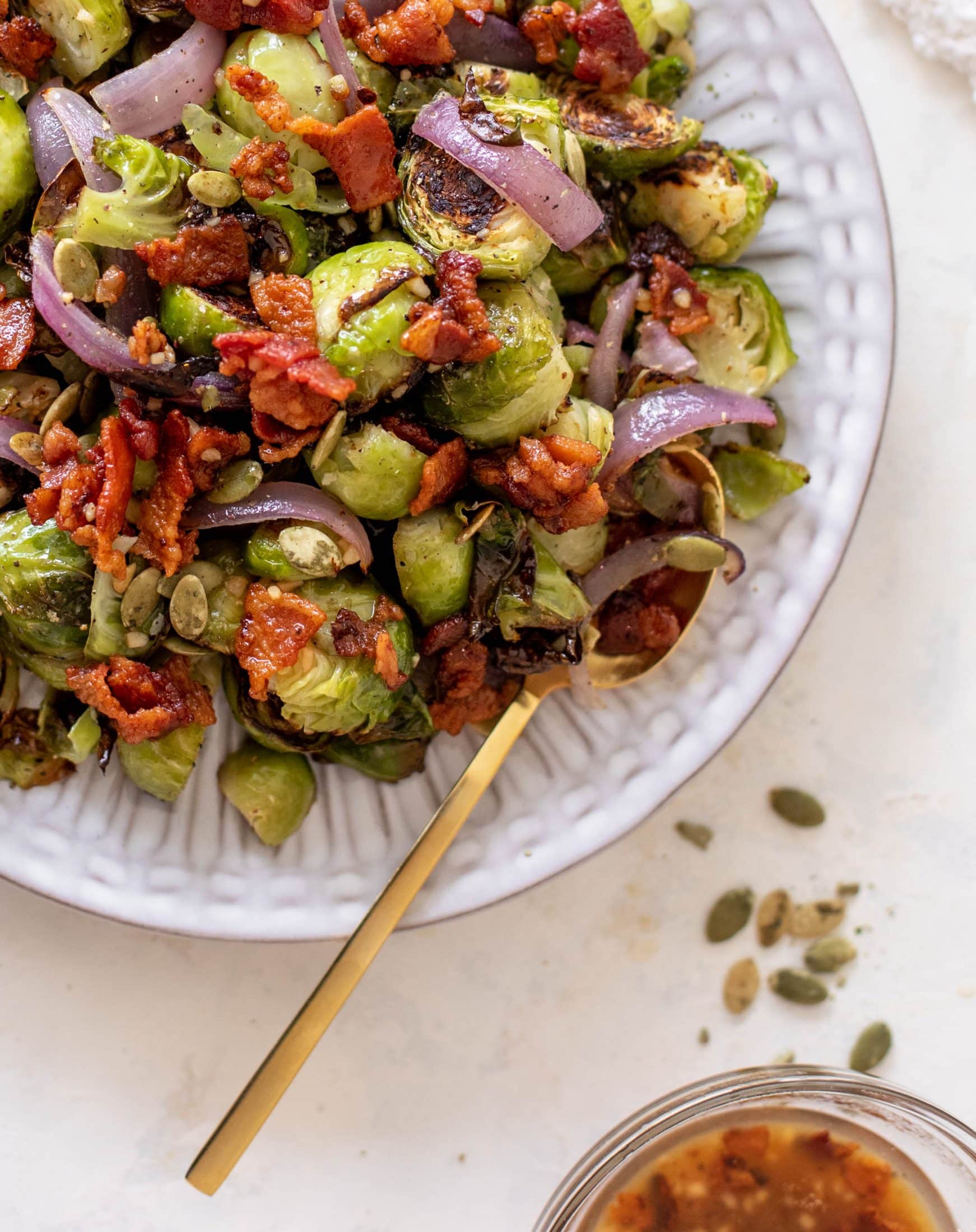 roasted brussels sprouts with hot bacon vinaigrette