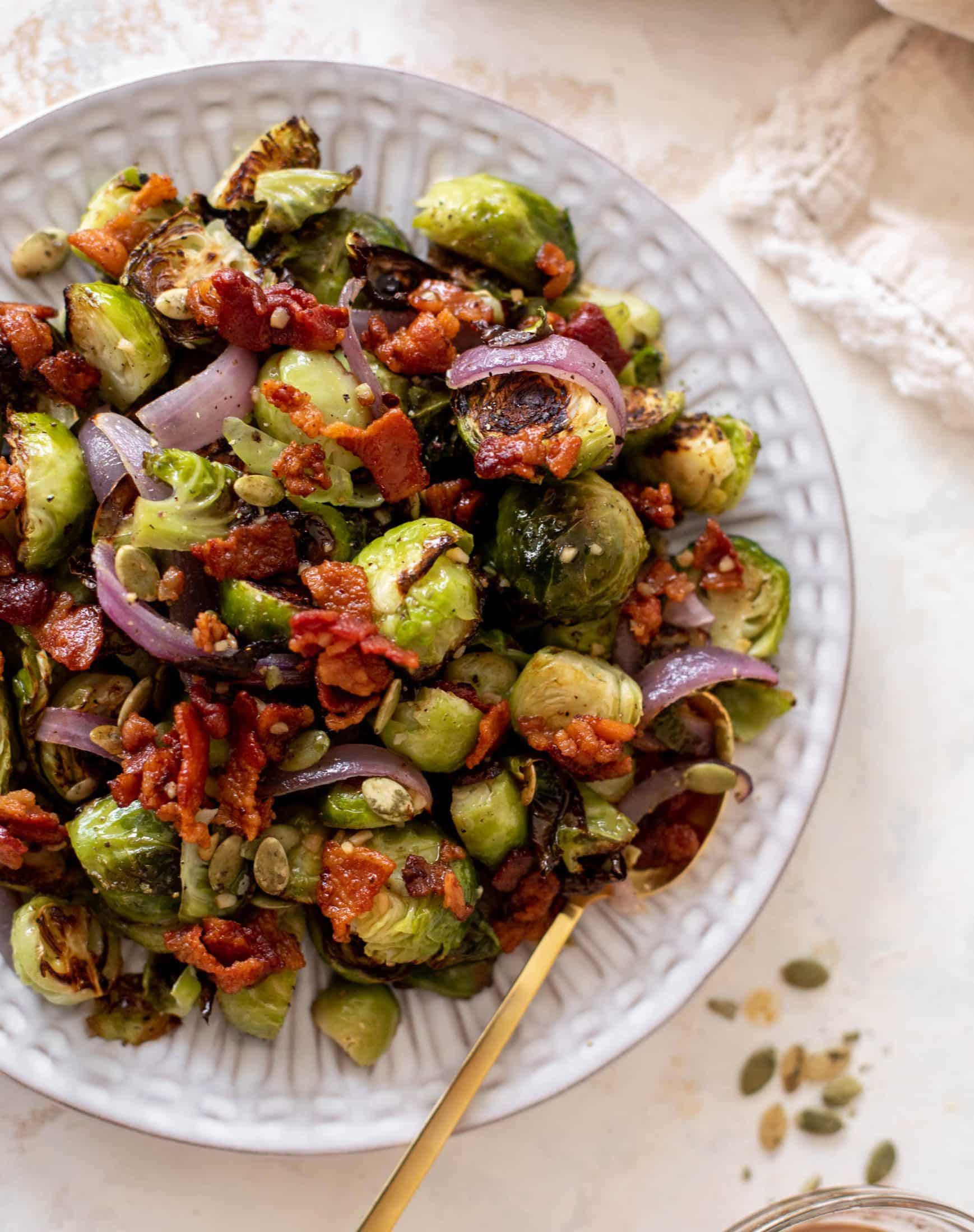 roasted brussels sprouts with hot bacon vinaigrette