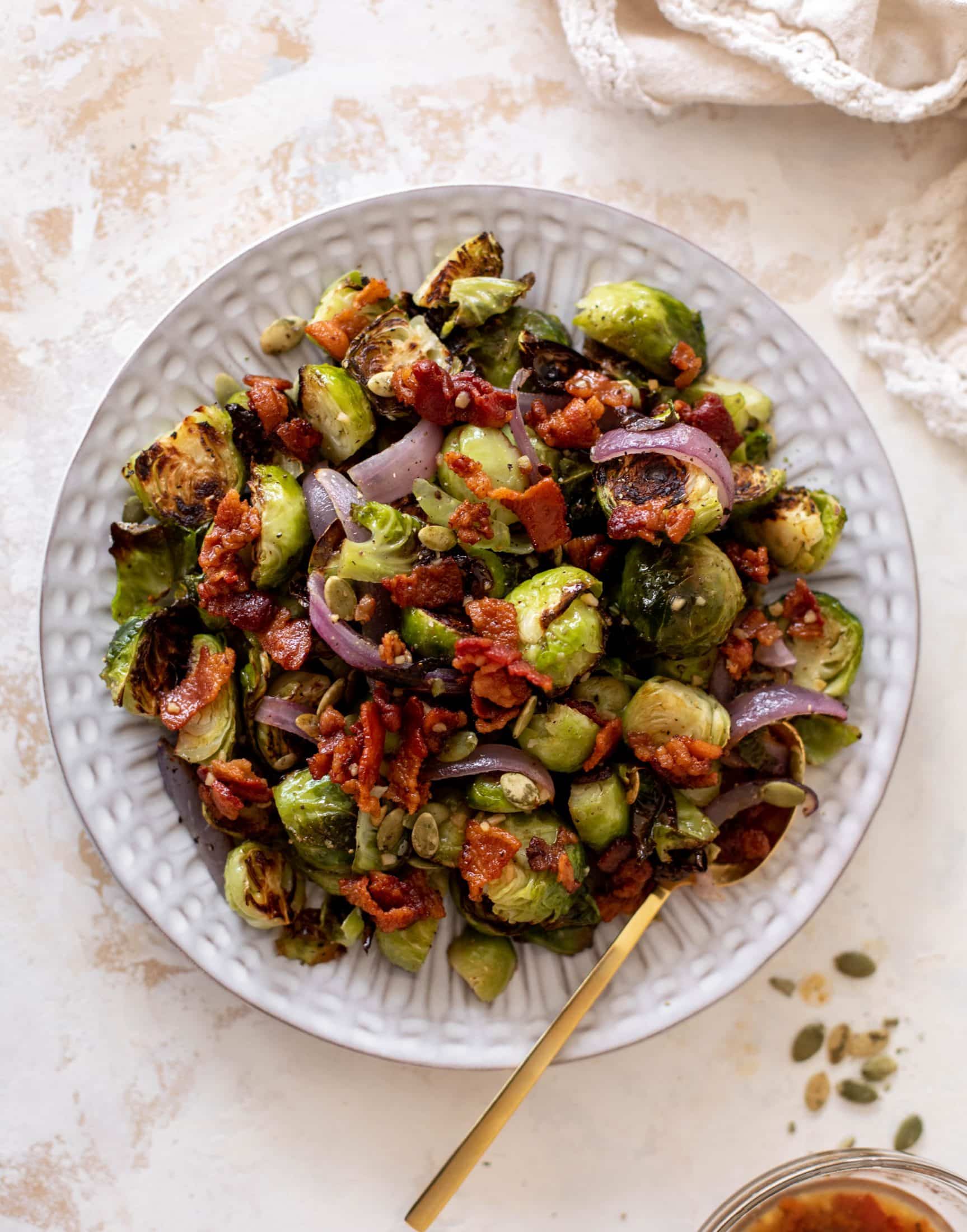 roasted brussels sprouts with hot bacon vinaigrette