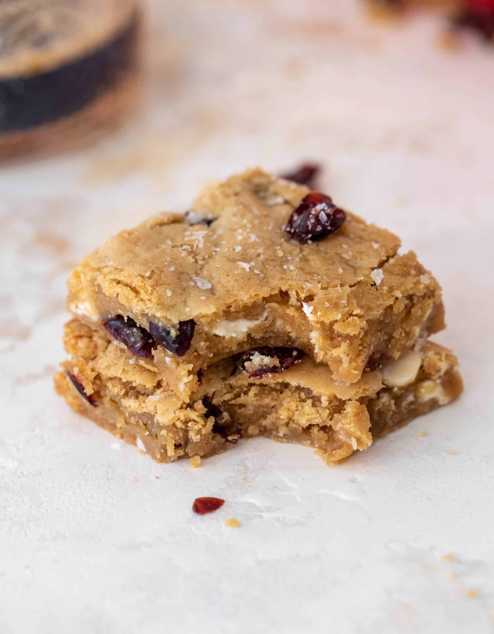 salted cranberry white chocolate cookie bars