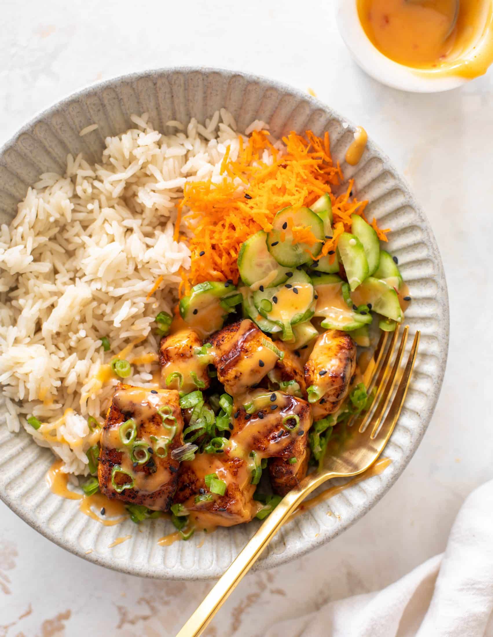 bang bang salmon bowls