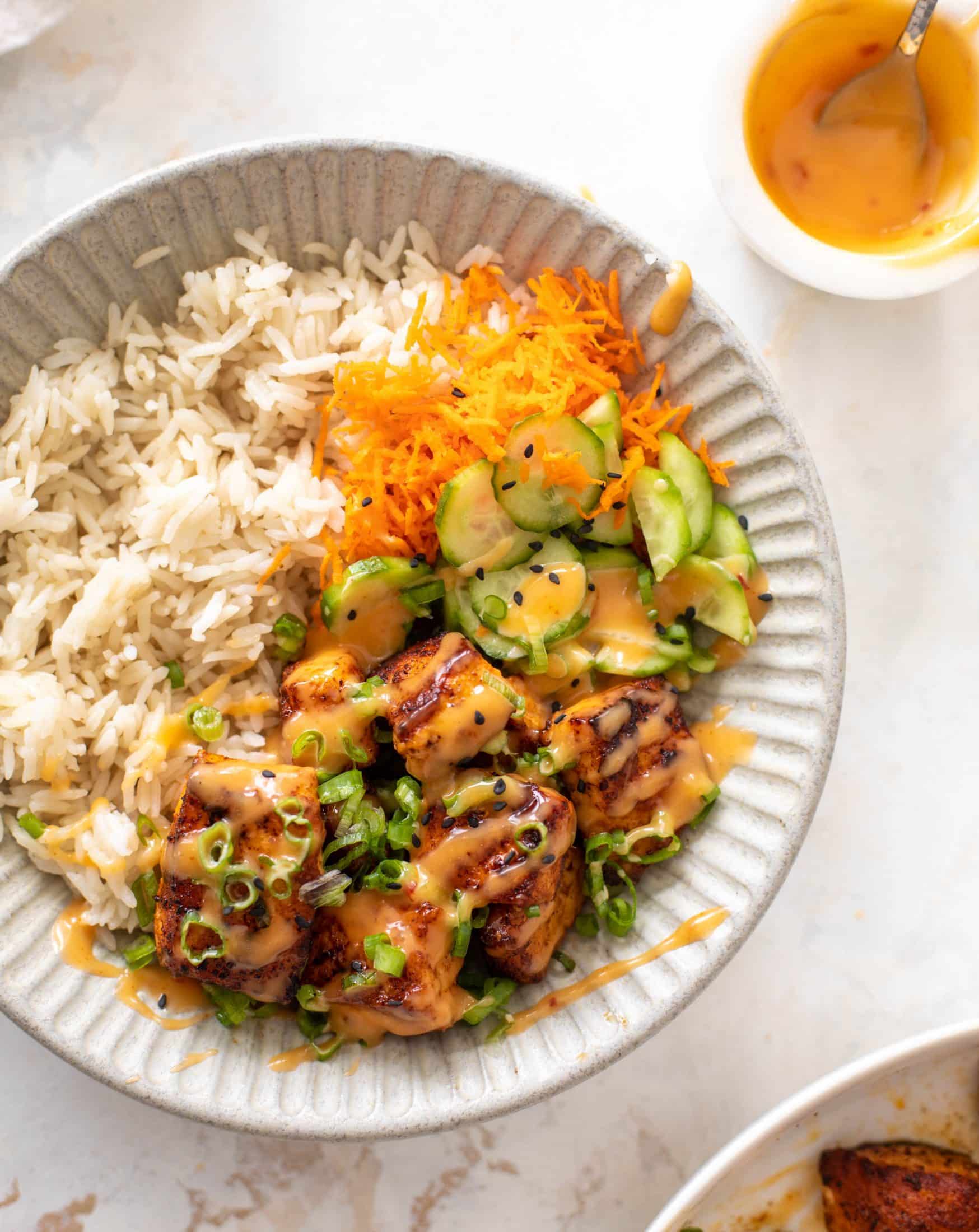 bang bang salmon bowls