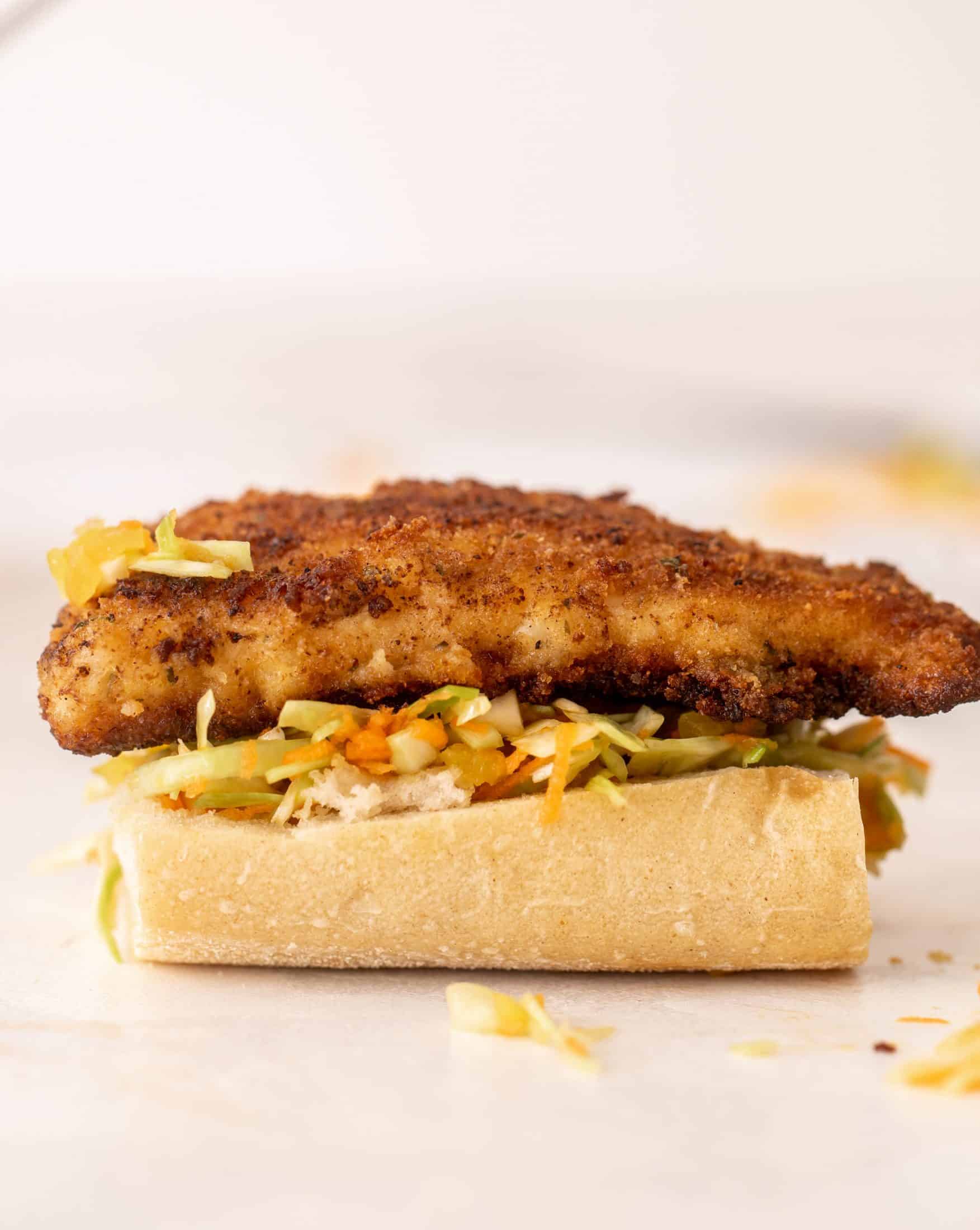crispy fish sandwiches with chopped slaw