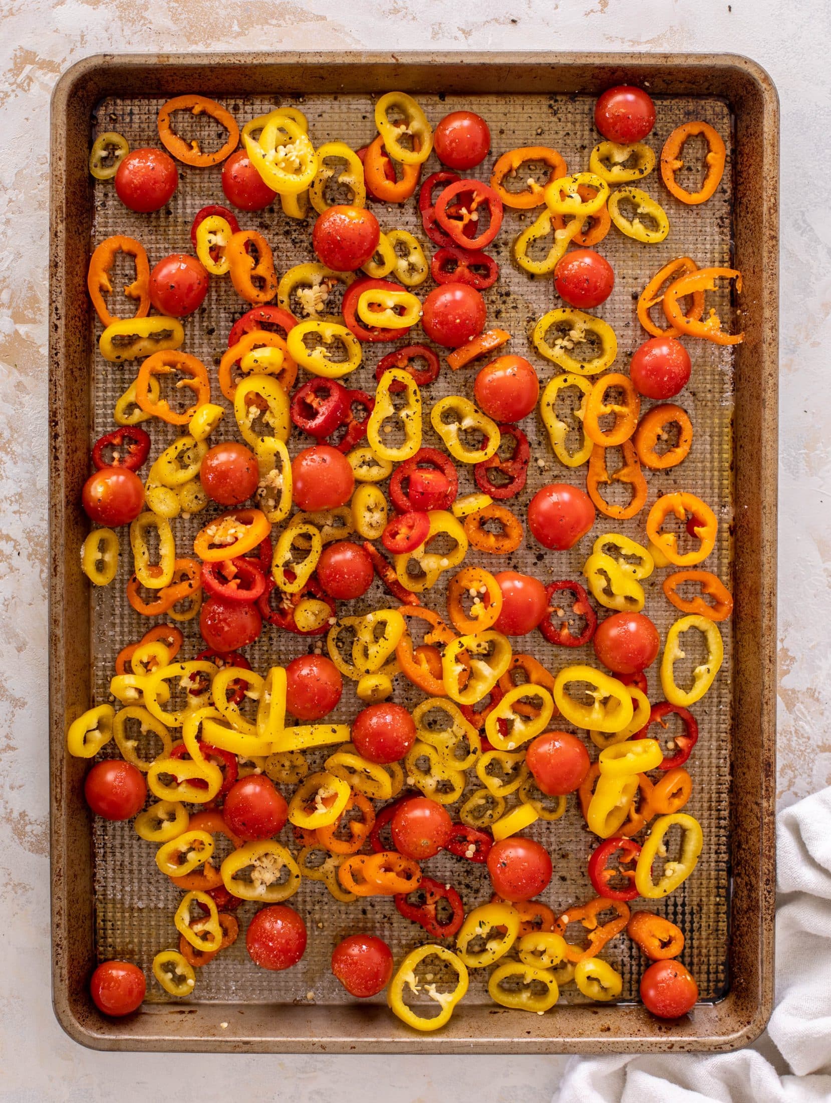 sheet pan chicken meatballs with tomatoes and feta