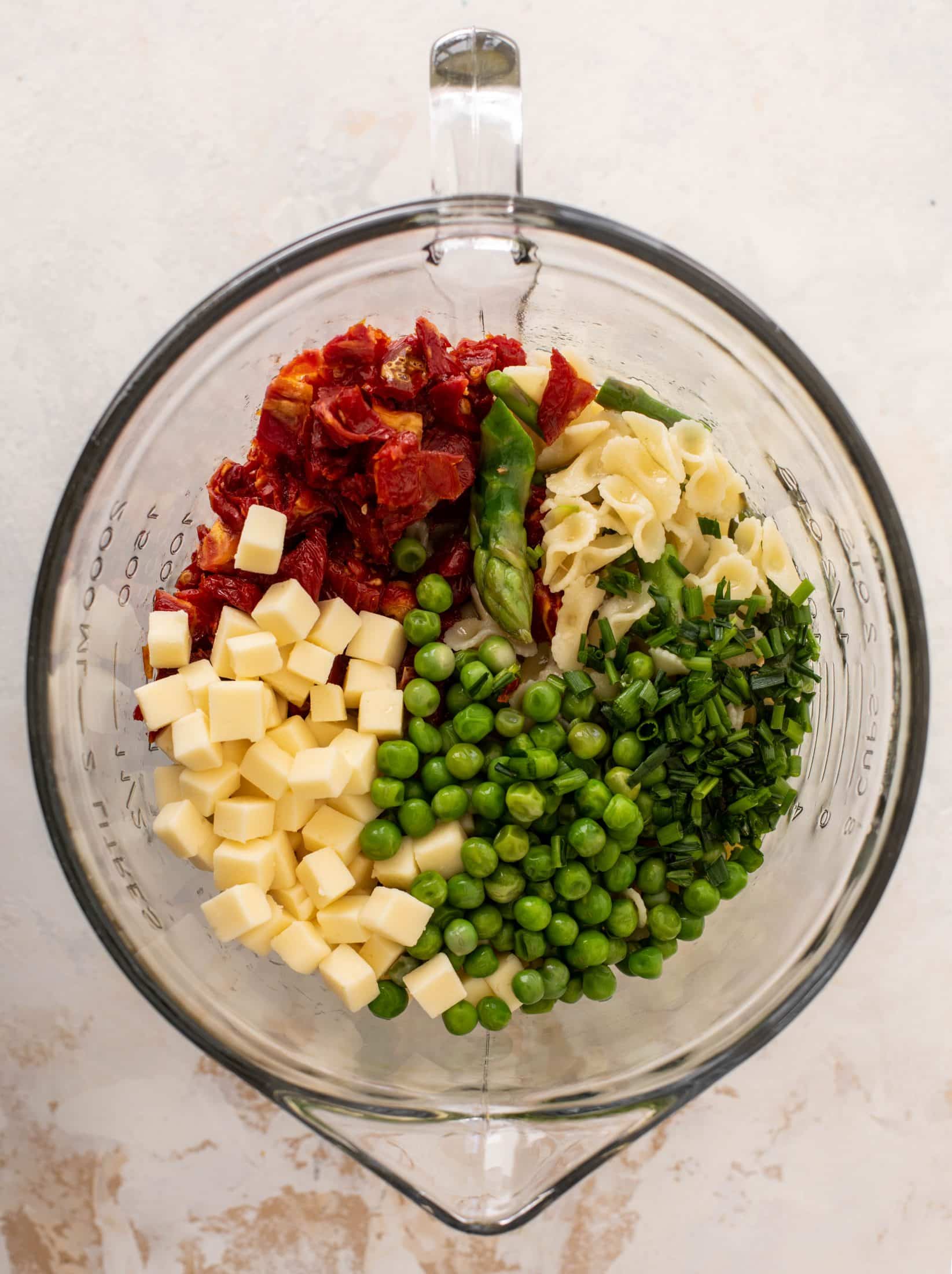 pasta chopped salad with sun dried tomato vinaigrette