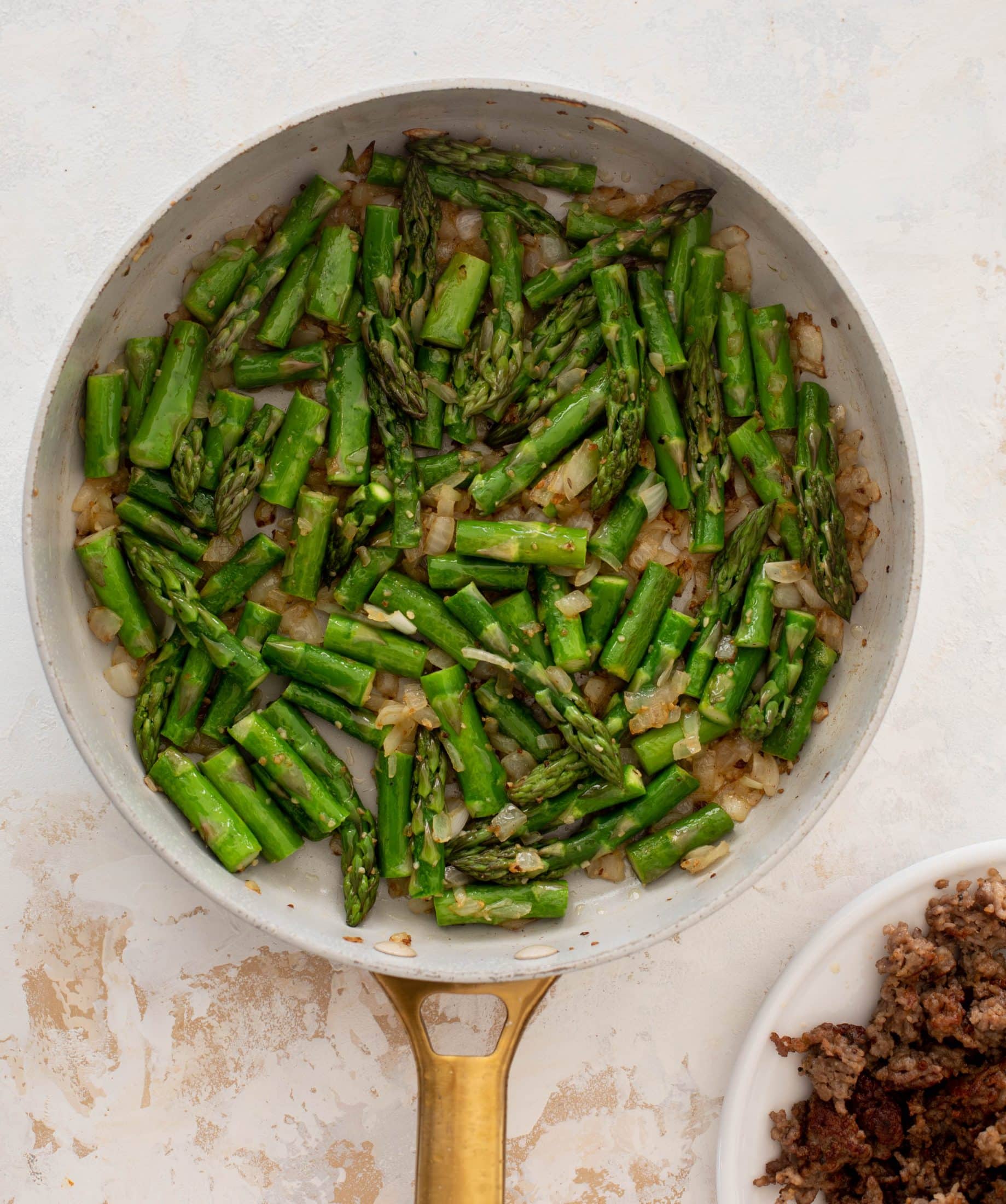 crispy sausage asparagus pasta