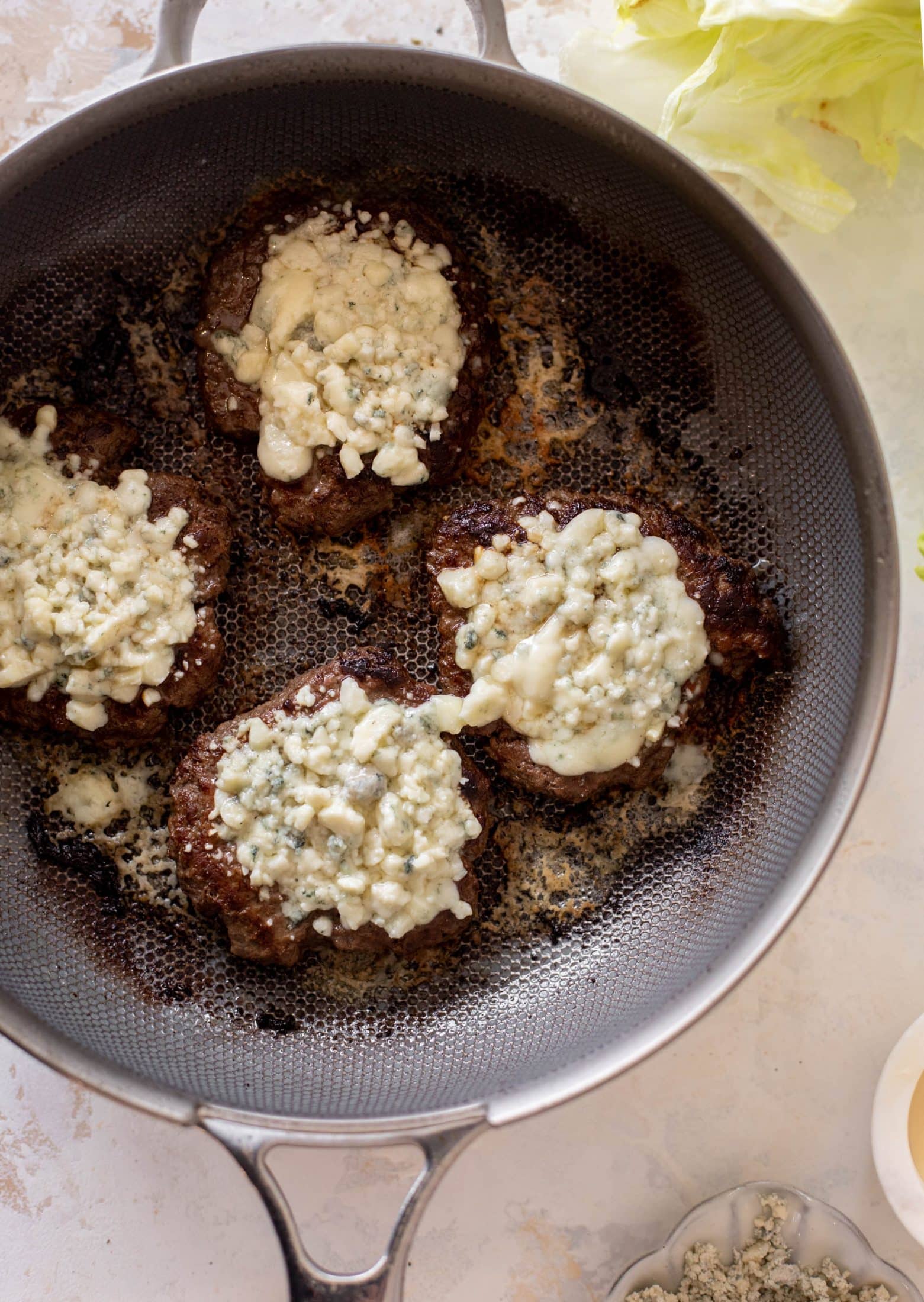 lettuce wrap burgers with caramelized onions
