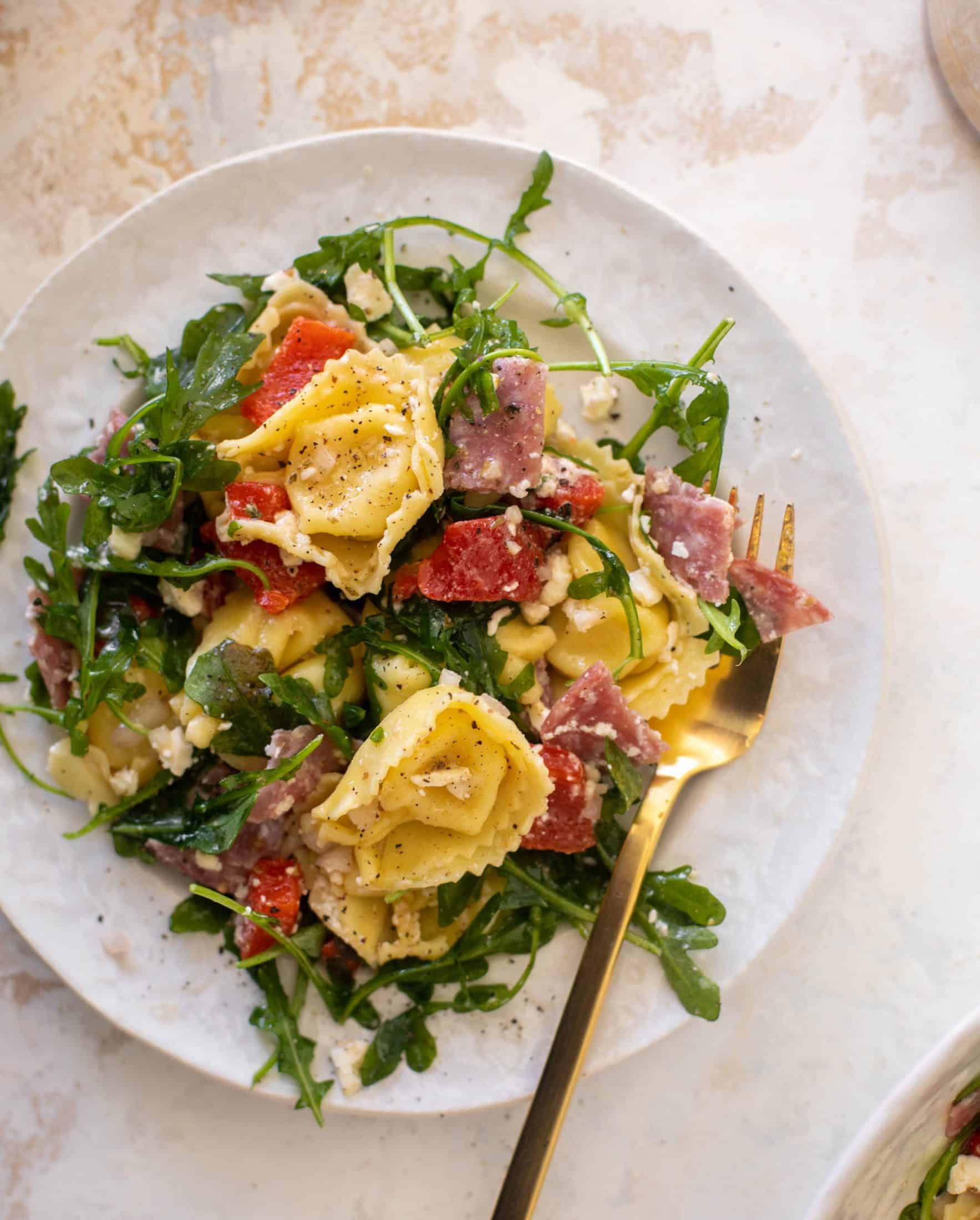 salami and red pepper tortellini salad