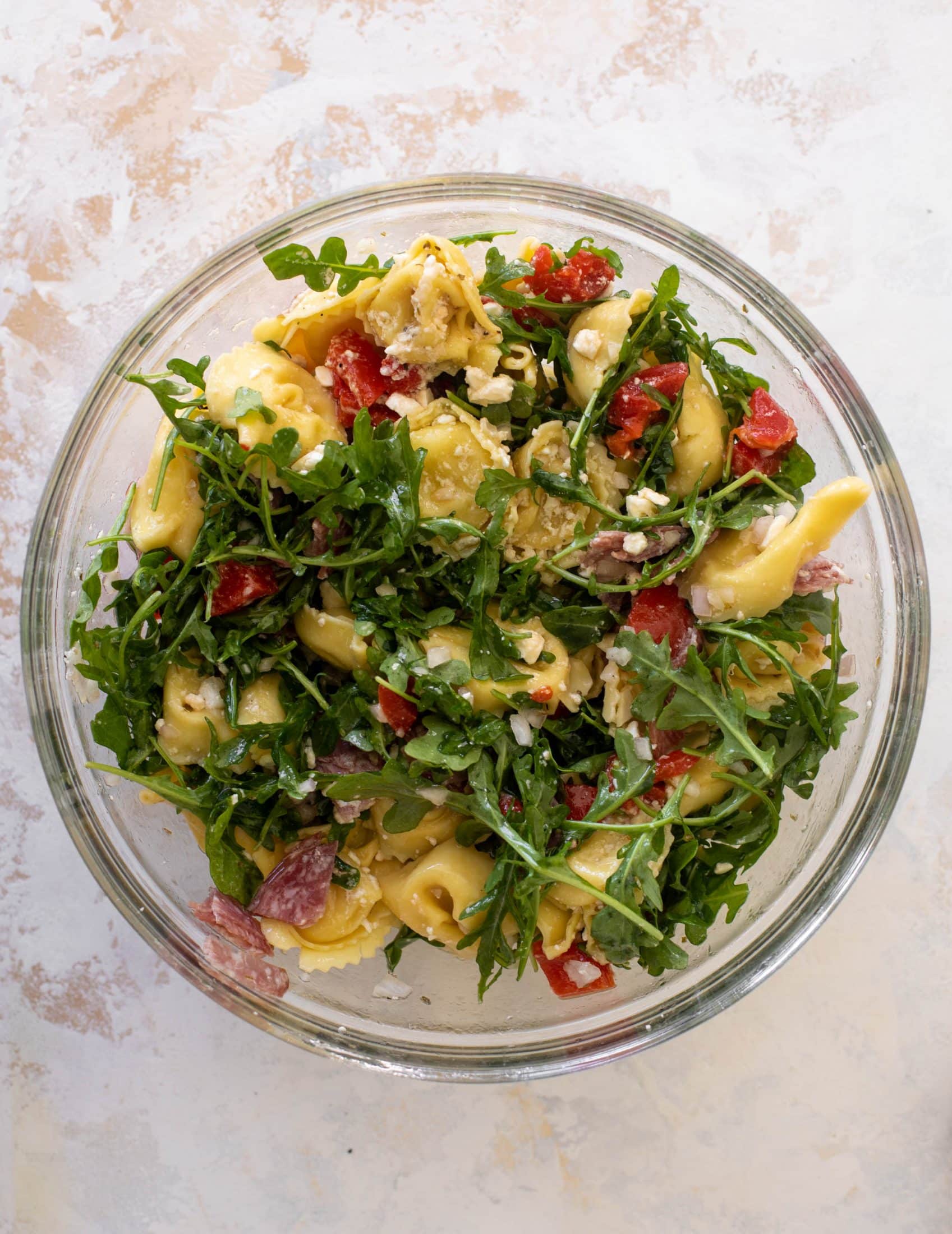 salami and red pepper tortellini salad