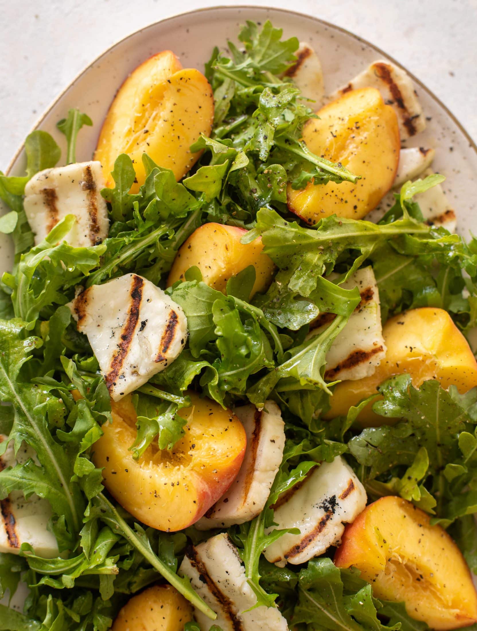 grilled halloumi peach salad