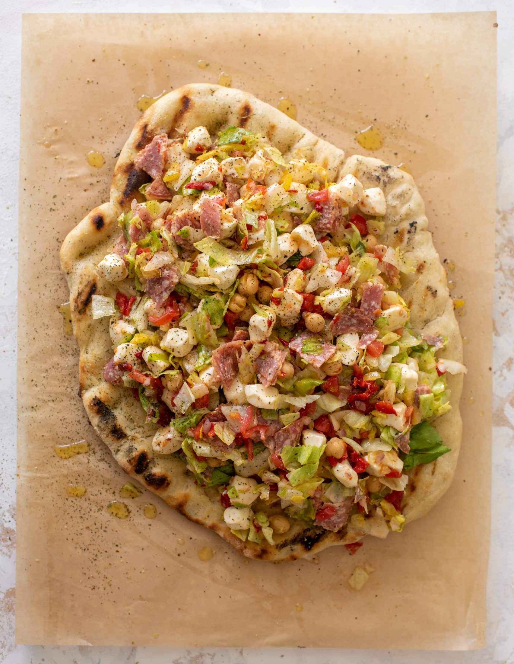 sourdough pizza with italian chopped salad