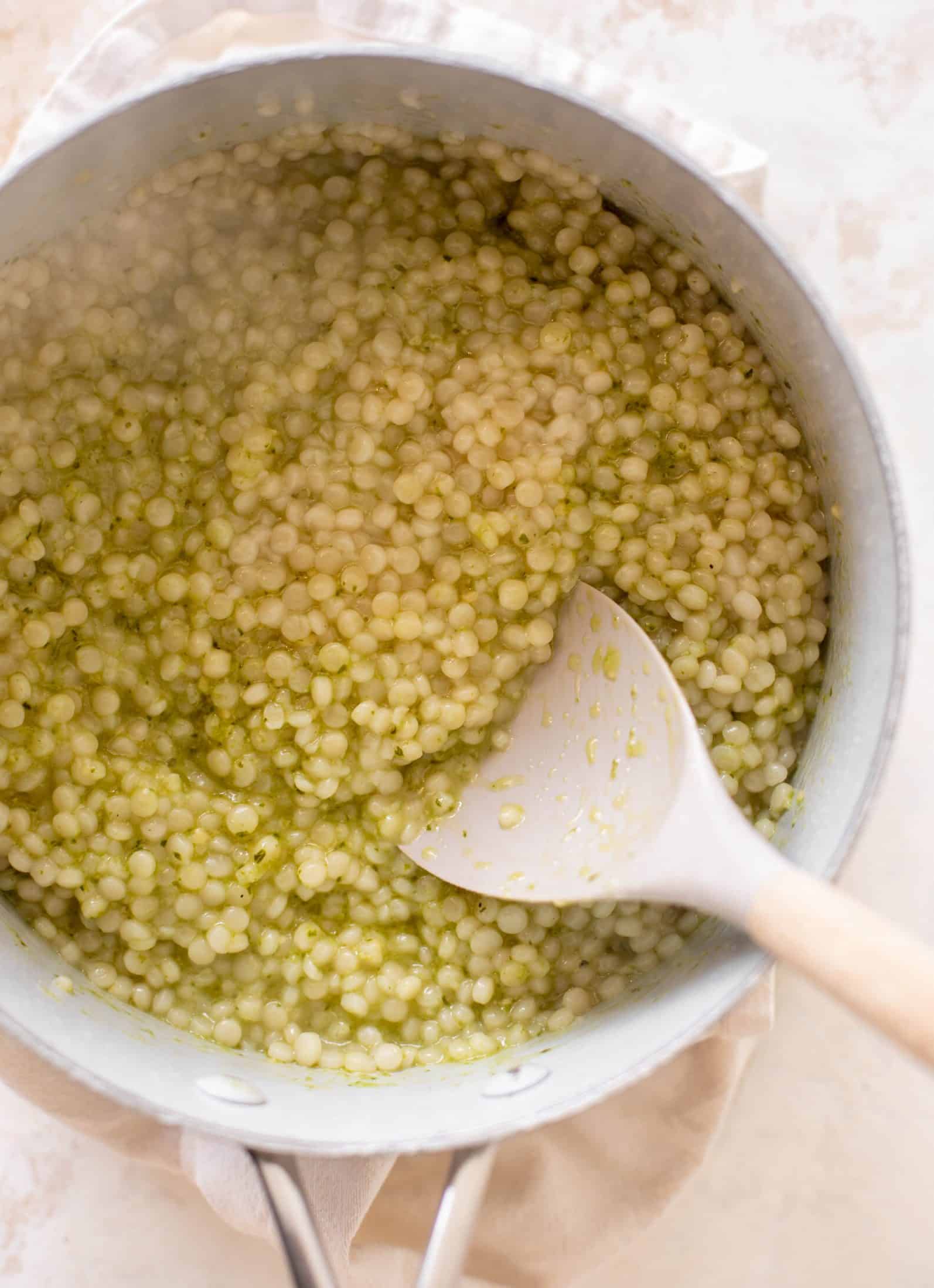 basil chicken meatballs with summer couscous