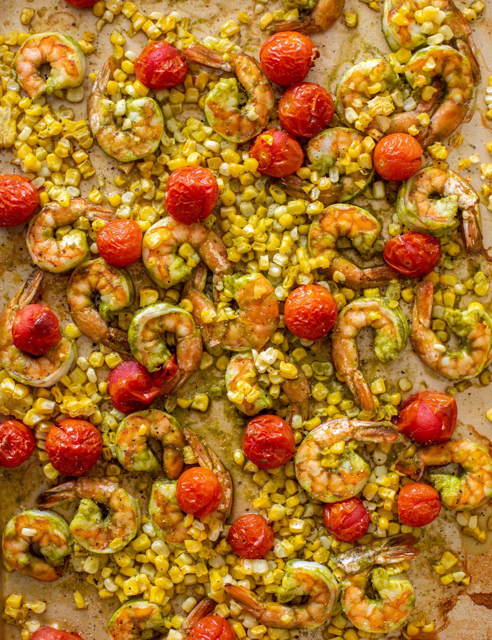 sheet pan summer shrimp and rice bowls