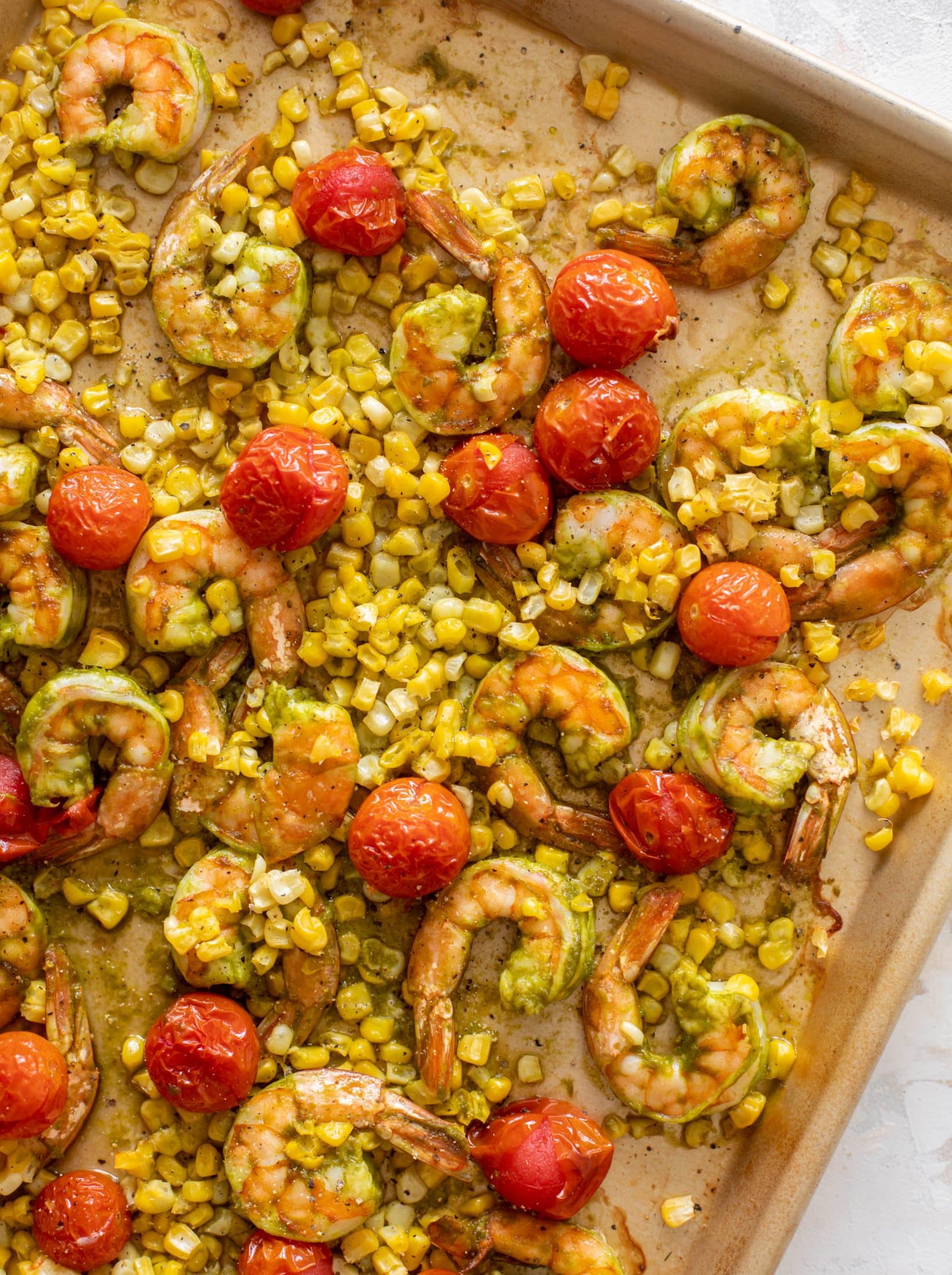 sheet pan summer shrimp and rice bowls