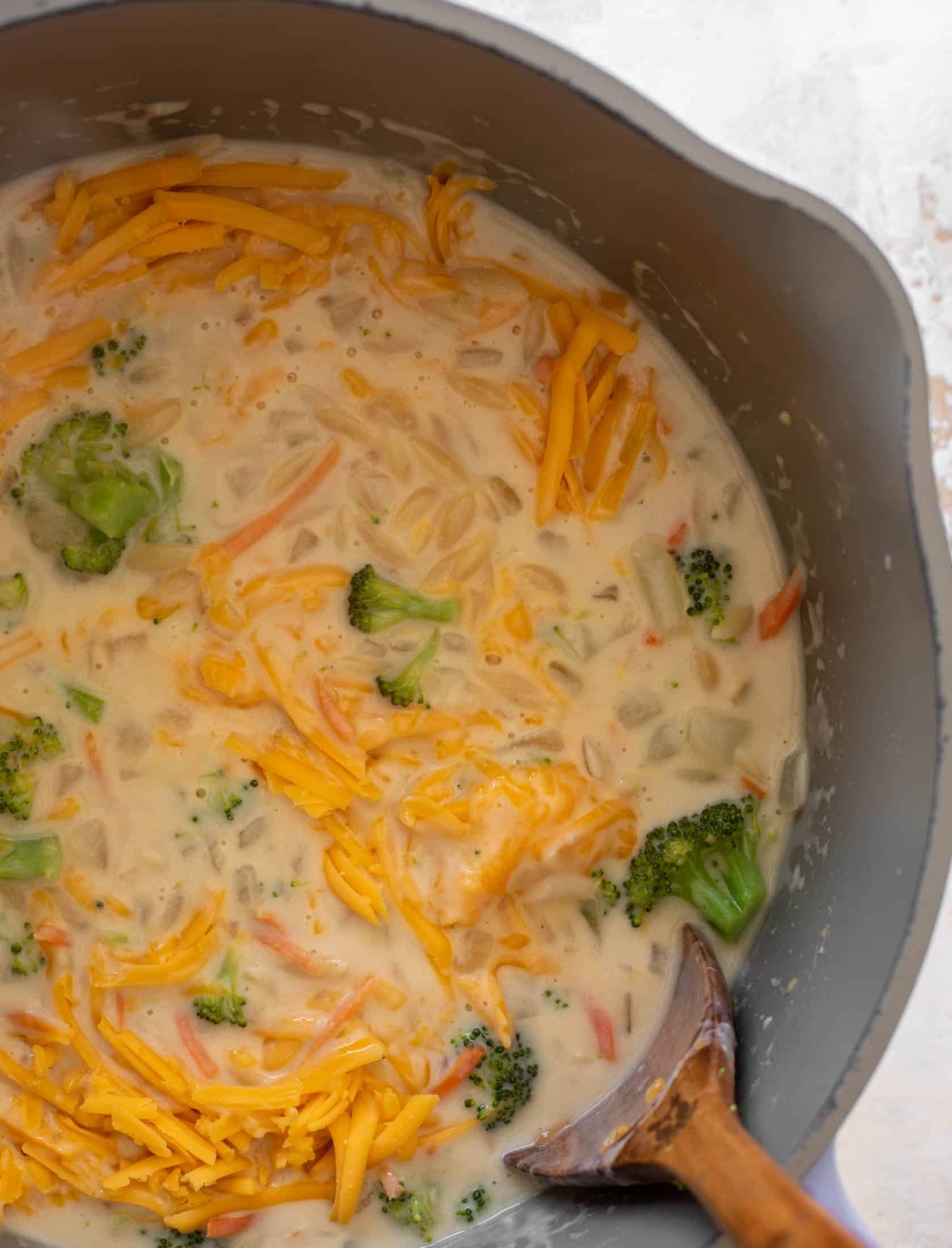 broccoli cheddar orzo soup