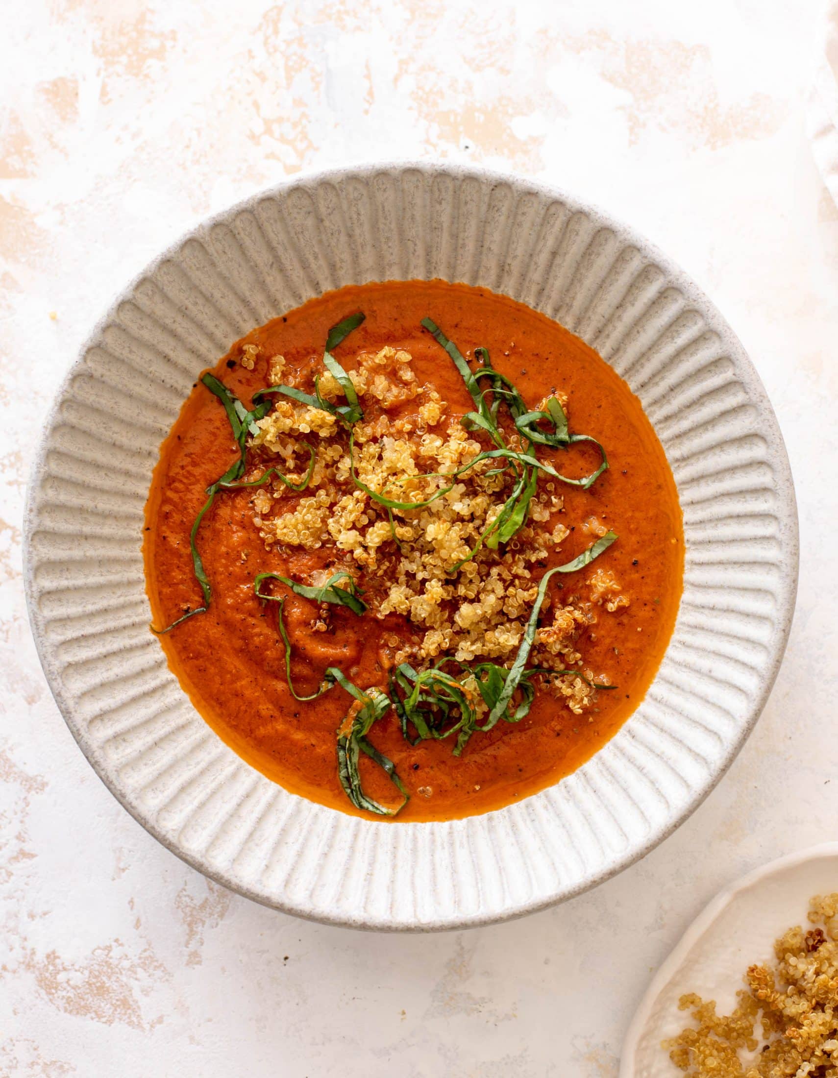 tomato soup with crispy quinoa