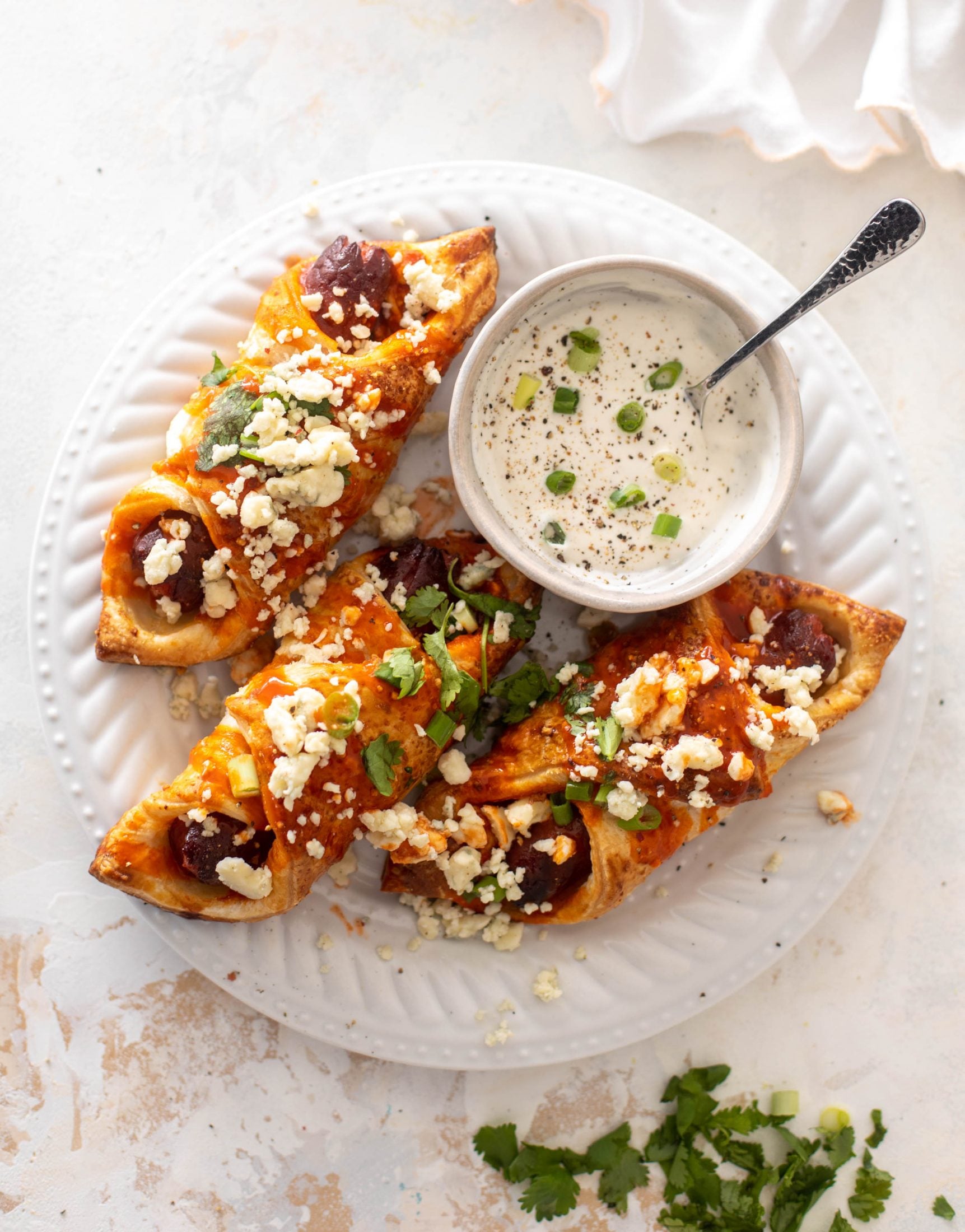 buffalo wing puff pastry hot dogs