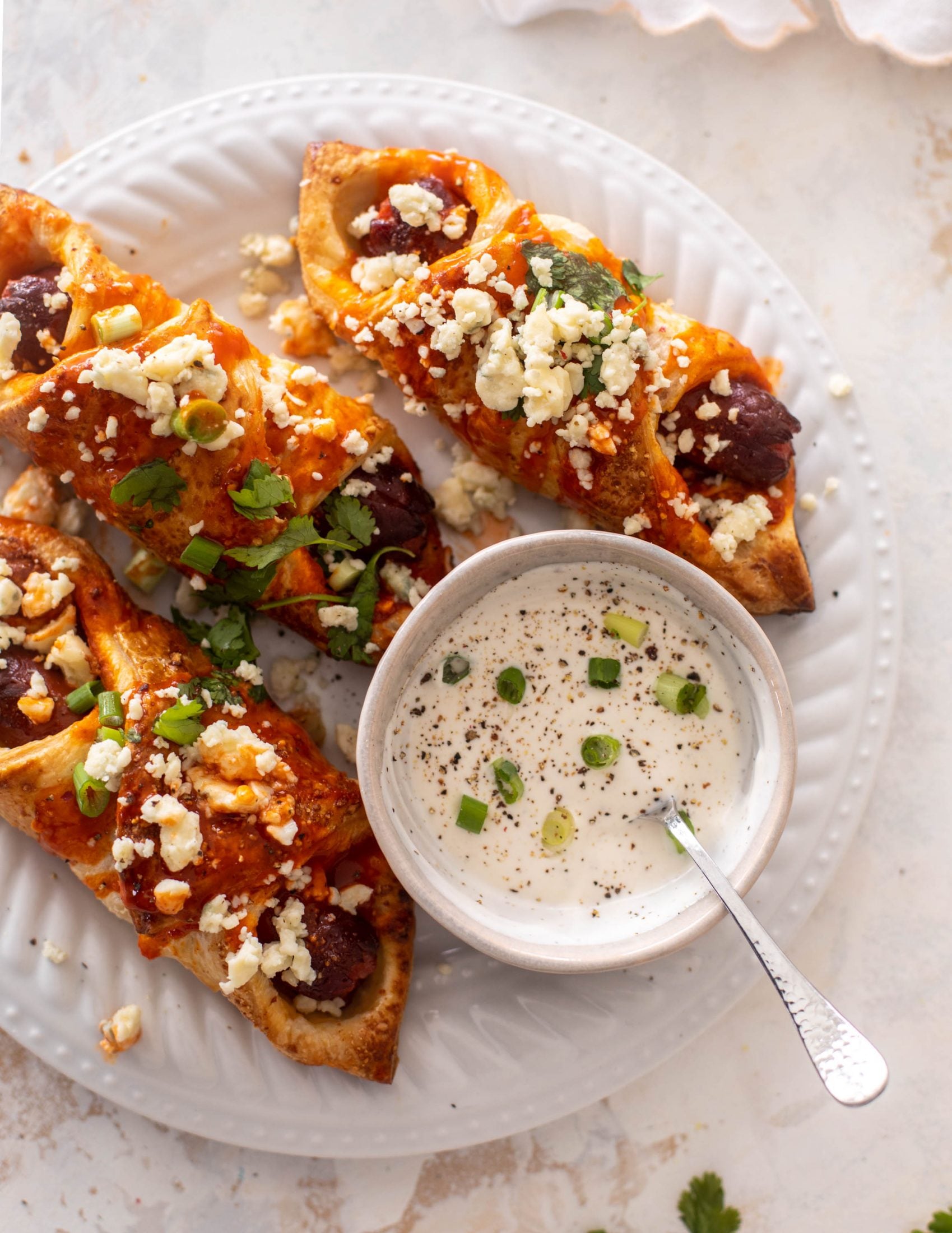 buffalo wing puff pastry hot dogs