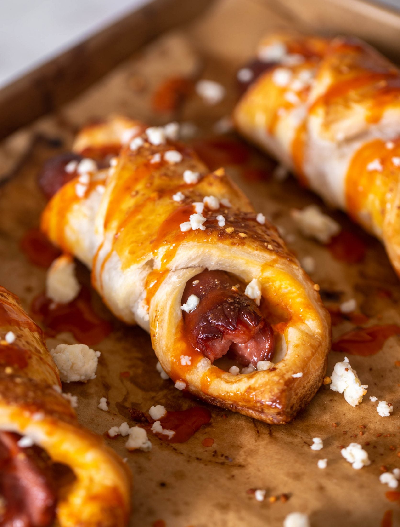 buffalo wing puff pastry hot dogs
