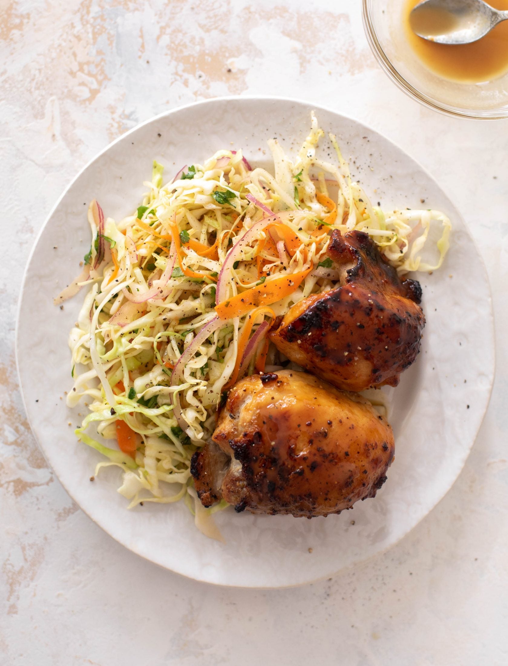 honey mustard chicken thighs with slaw