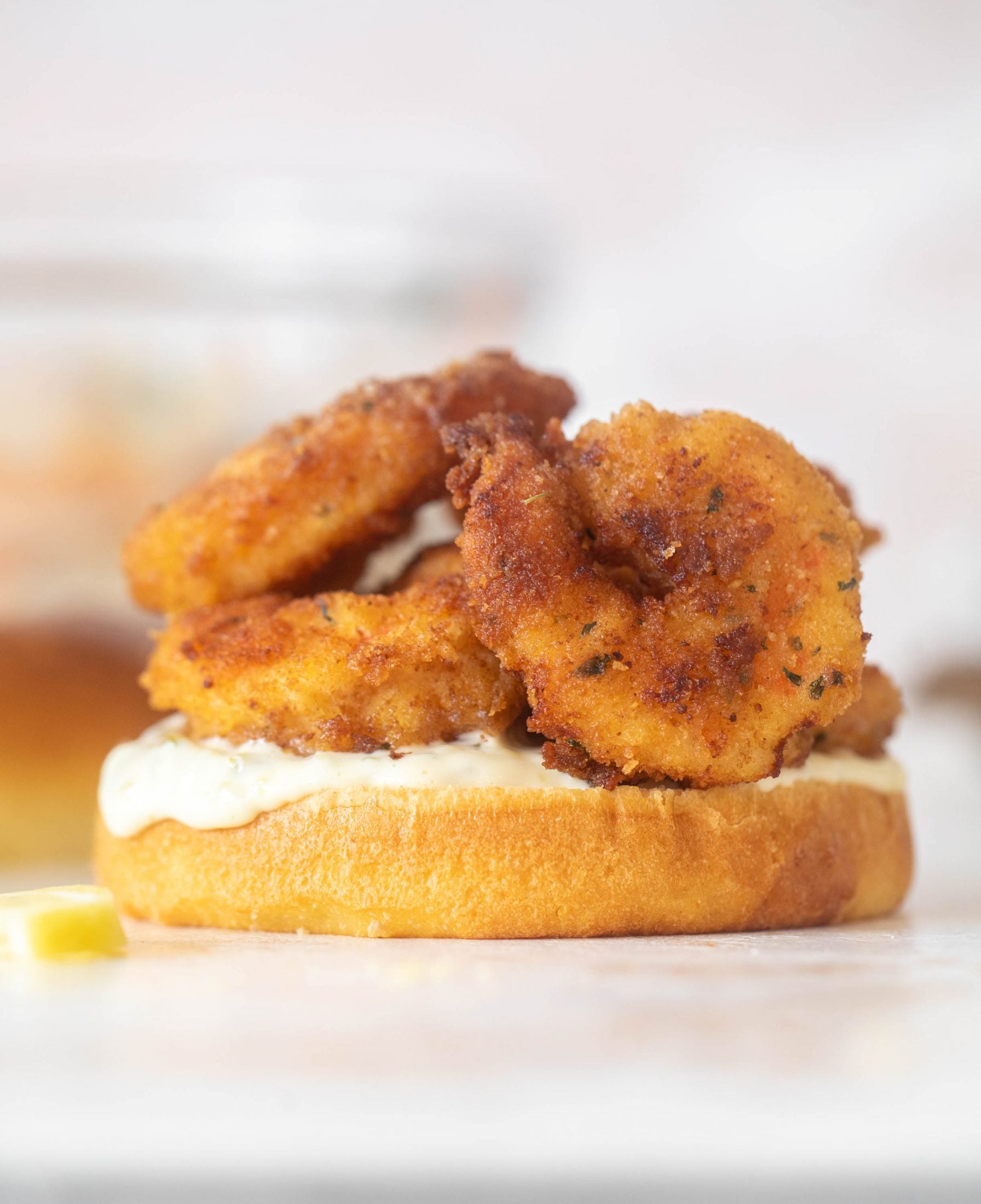 crispy shrimp sandwiches with lime slaw