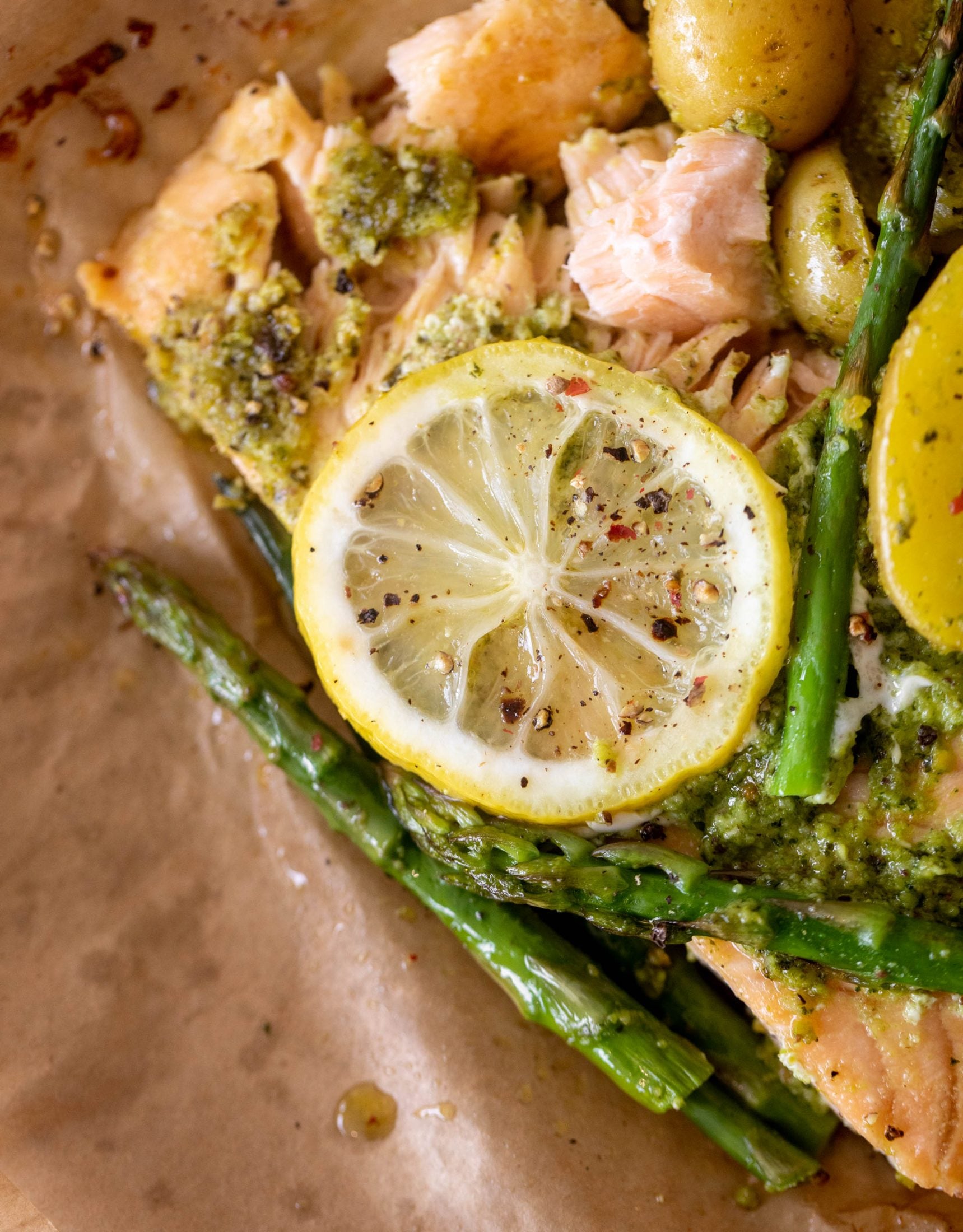 salmon and potato parchment packets